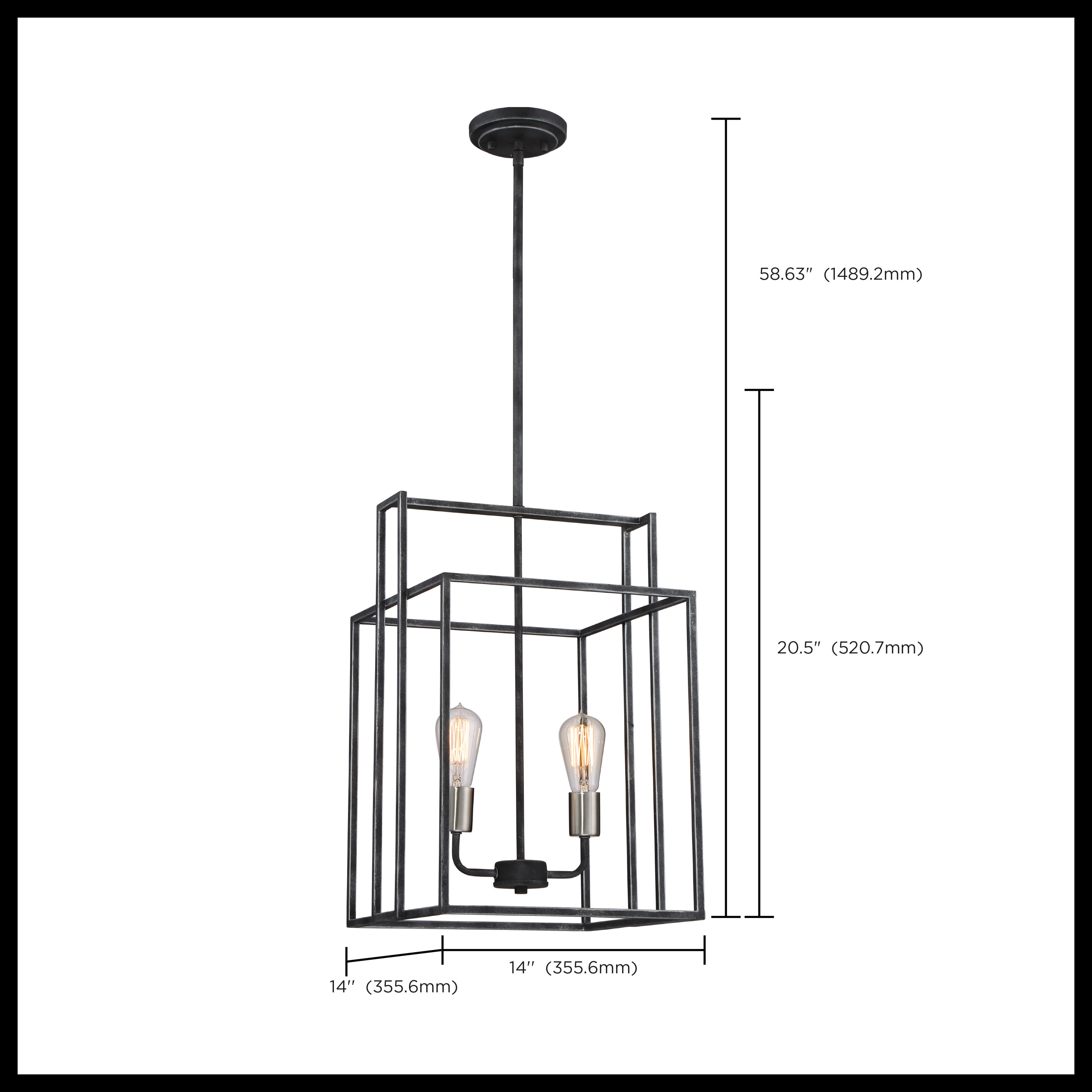 LAKE 2 LIGHT 14" SQUARE PEND - 60-5857