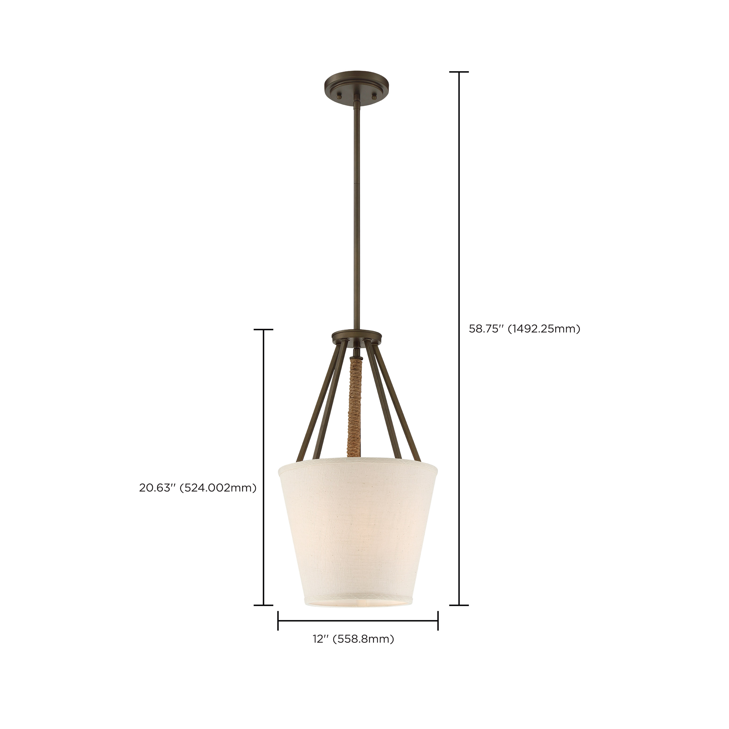 SENECA 3 LIGHT 12" PENDANT - 60-5897