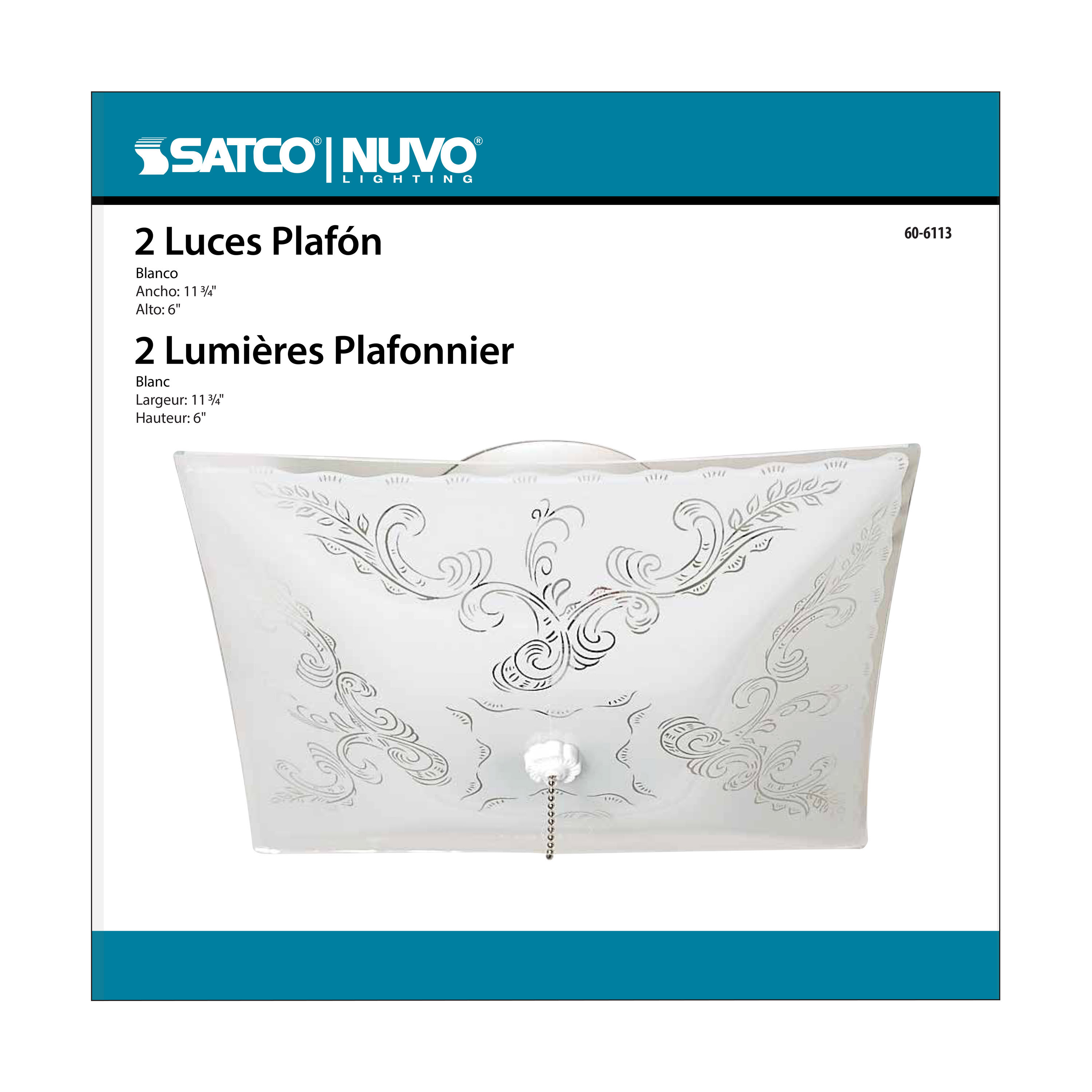 2 LT SQUARE FLUSH W/PULL CHAIN - 60-6113