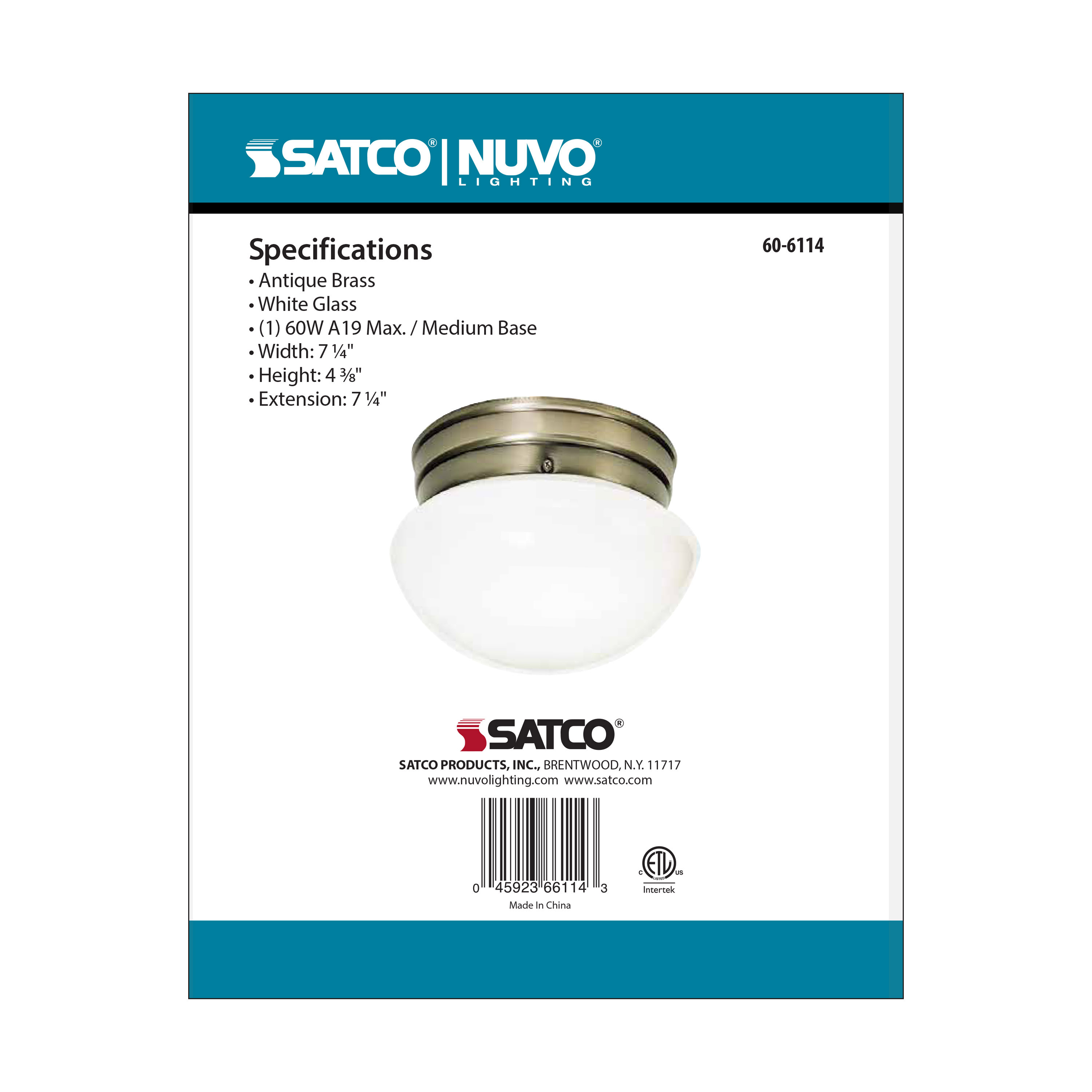 1 LIGHT SMALL MUSHROOM FLUSH - 60-6114