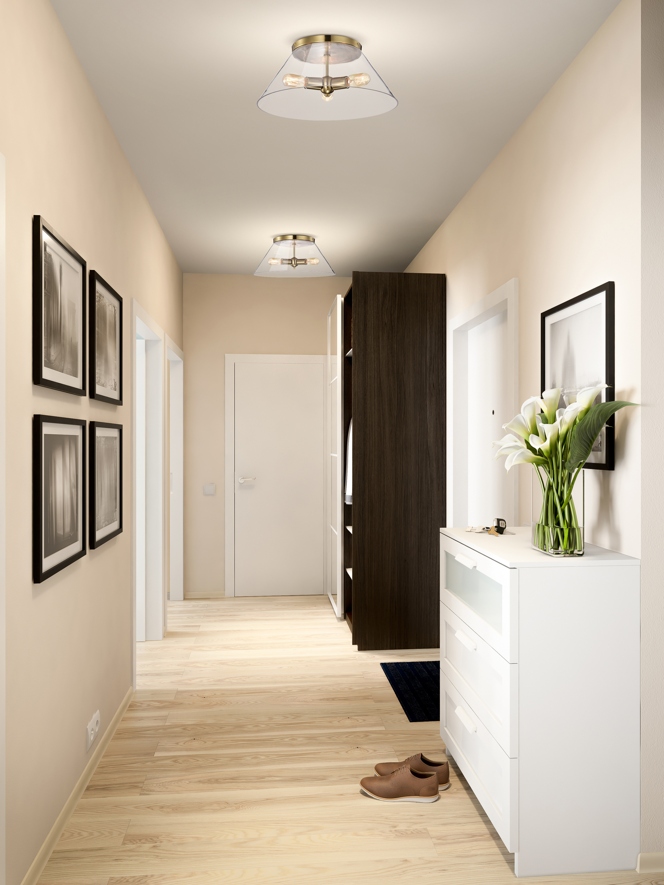 DOVER 3 LIGHT LARGE FLUSH - 60-7422