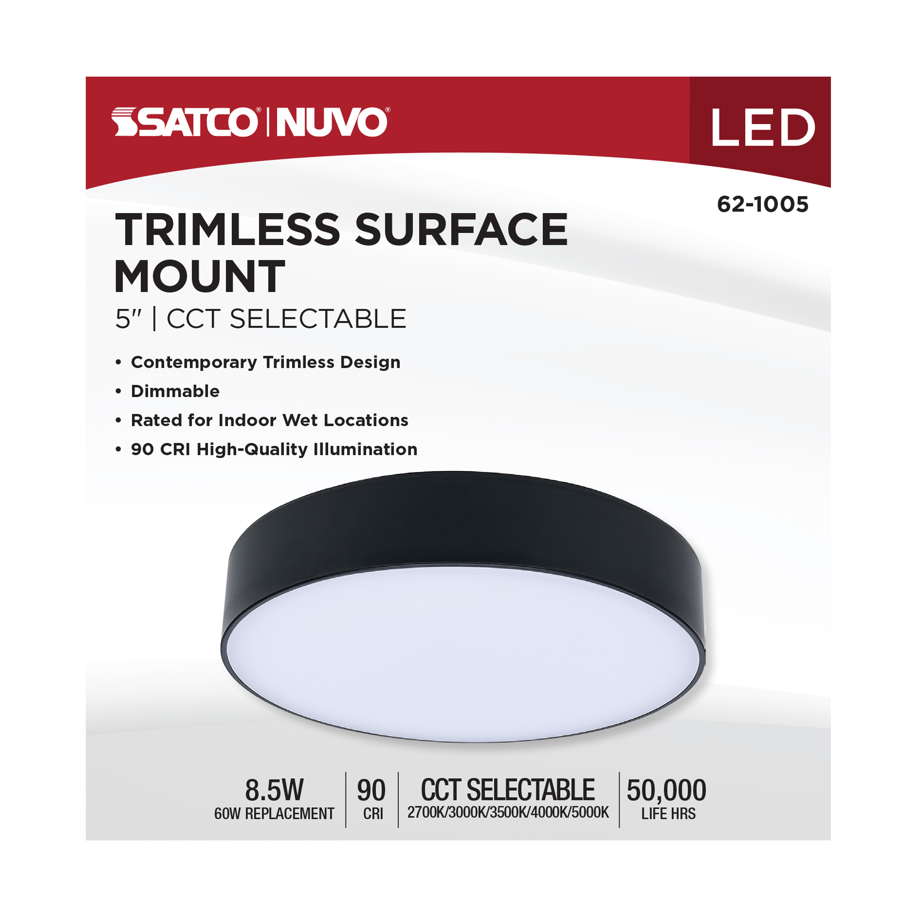 9W 5" 5CCT 120V BLK FIXTURE - 62-1005