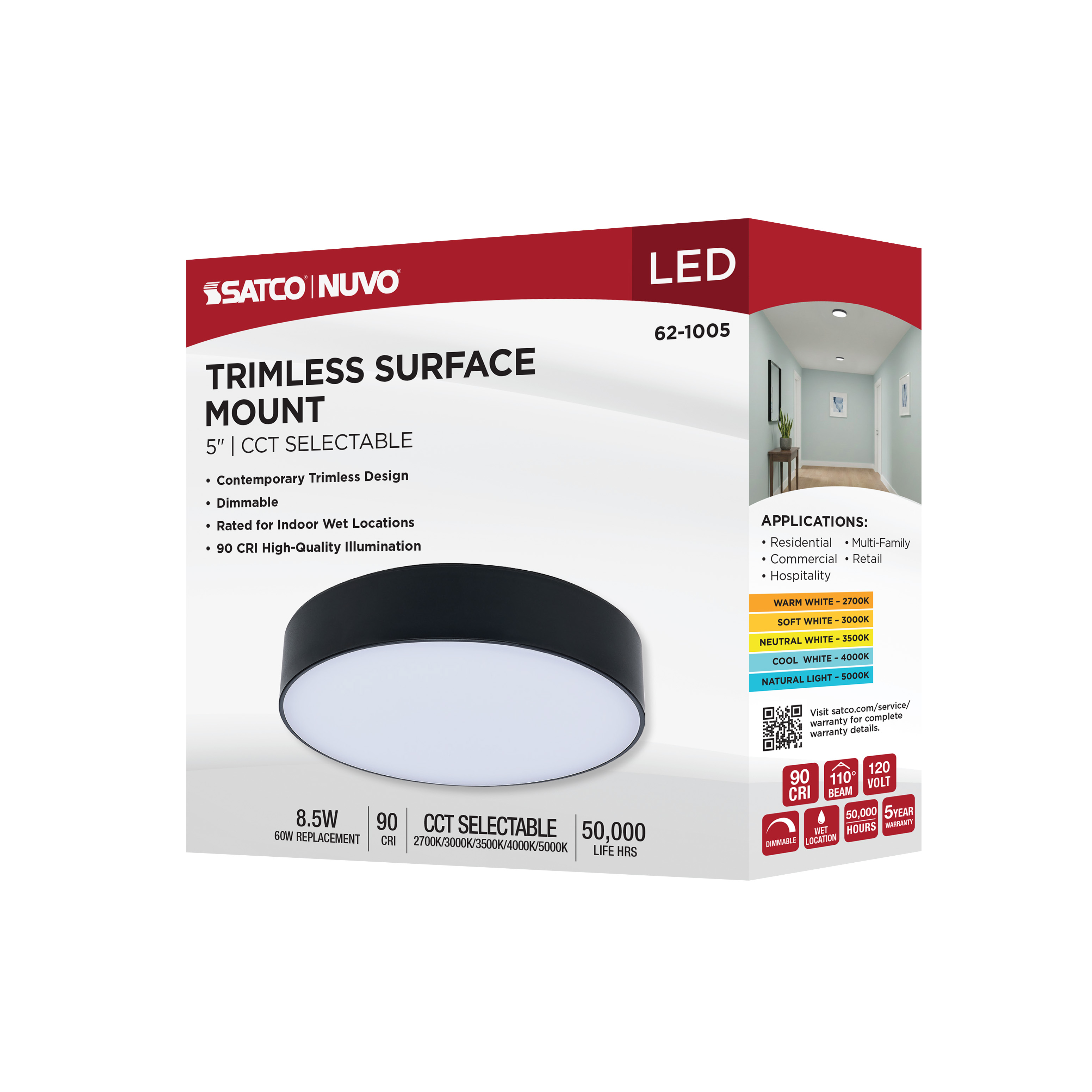 9W 5" 5CCT 120V BLK FIXTURE - 62-1005