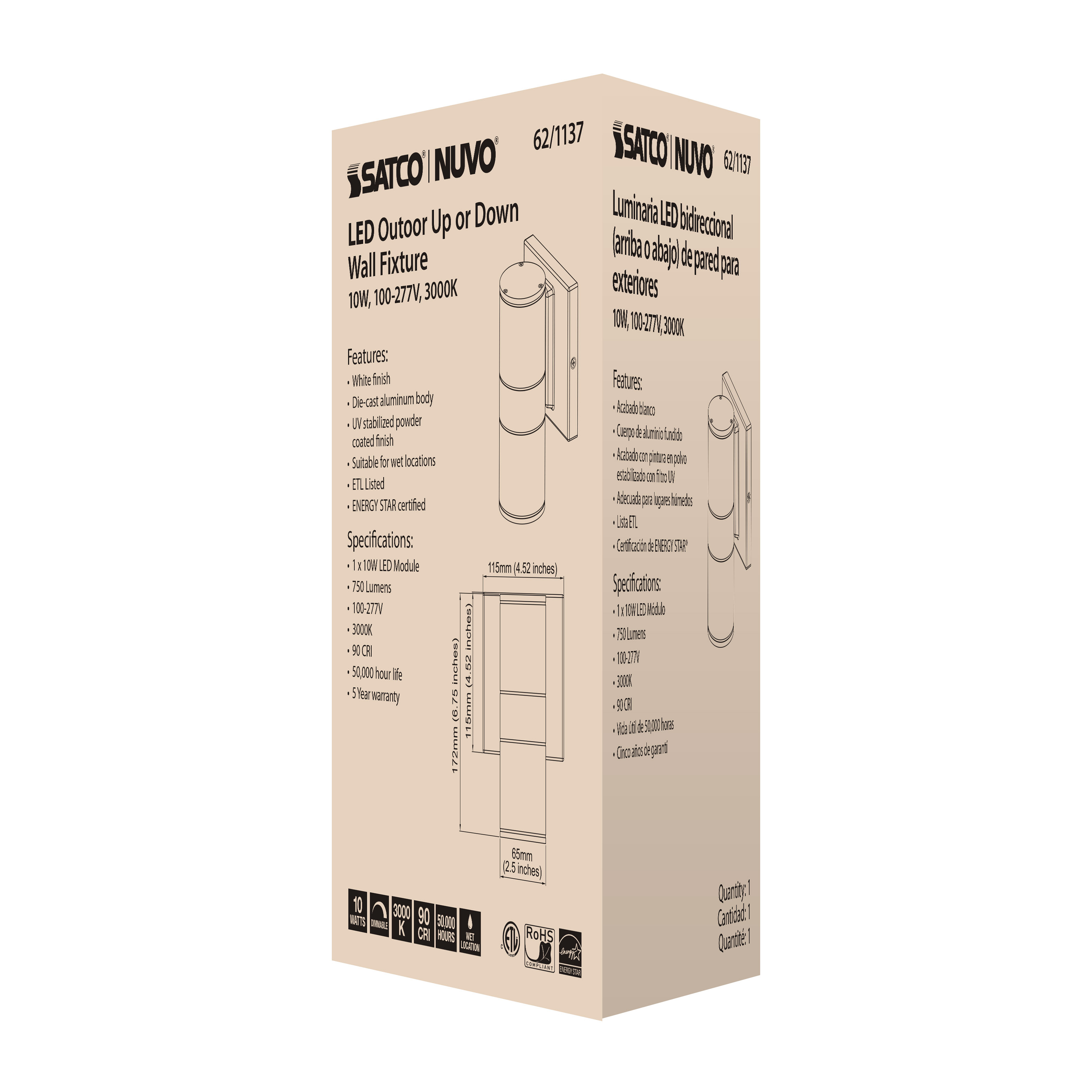 1 LT LED SM UP OR DOWN SCONCE - 62-1137