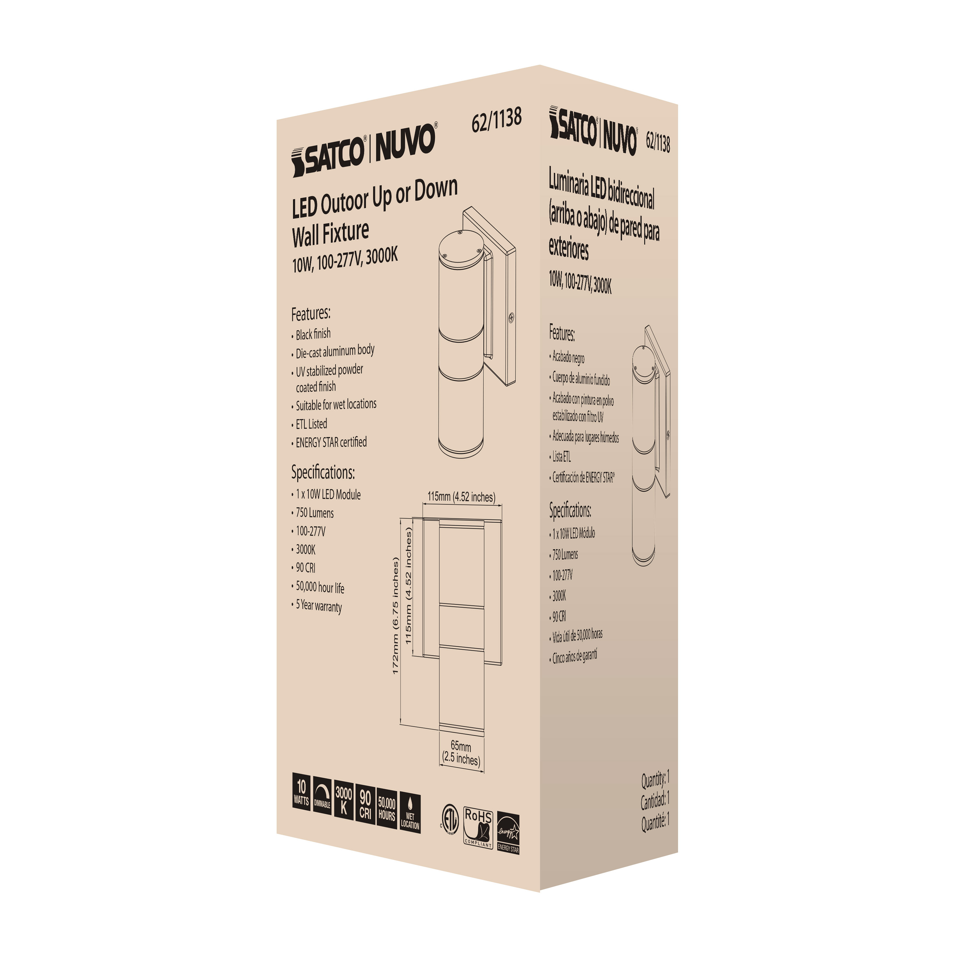 1 LT LED SM UP OR DOWN SCONCE - 62-1138