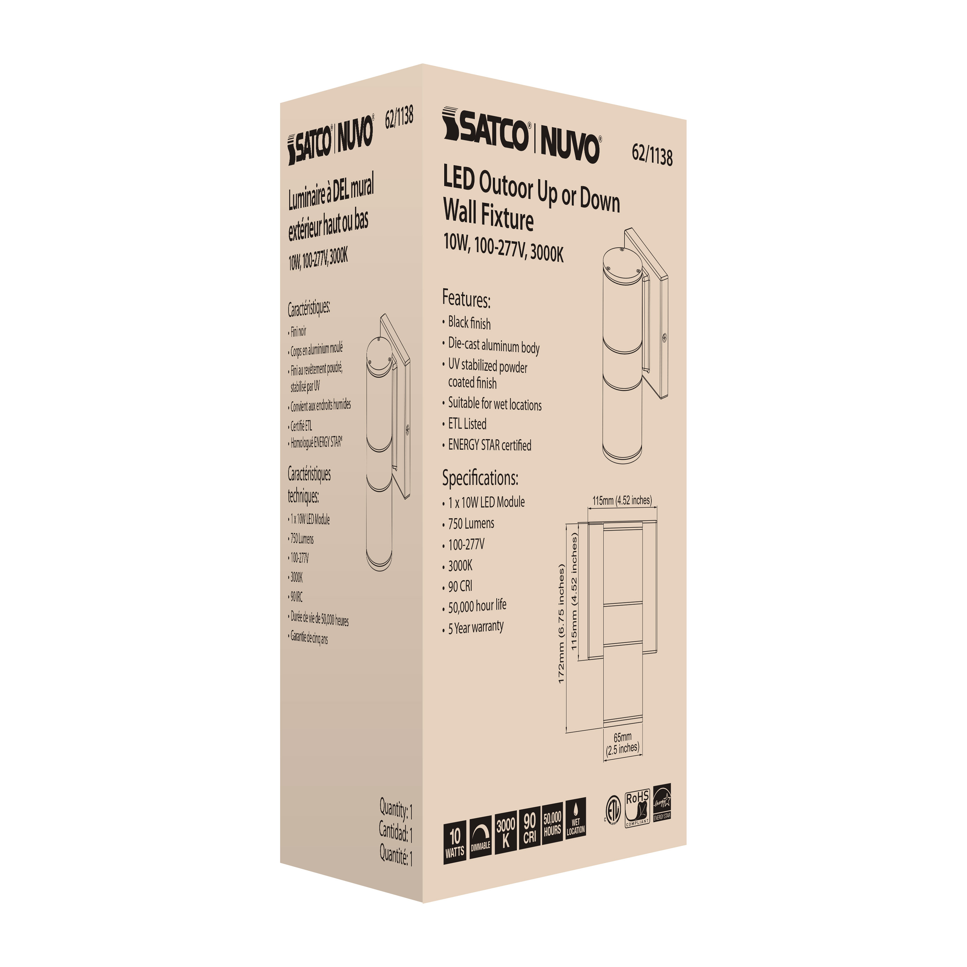 1 LT LED SM UP OR DOWN SCONCE - 62-1138