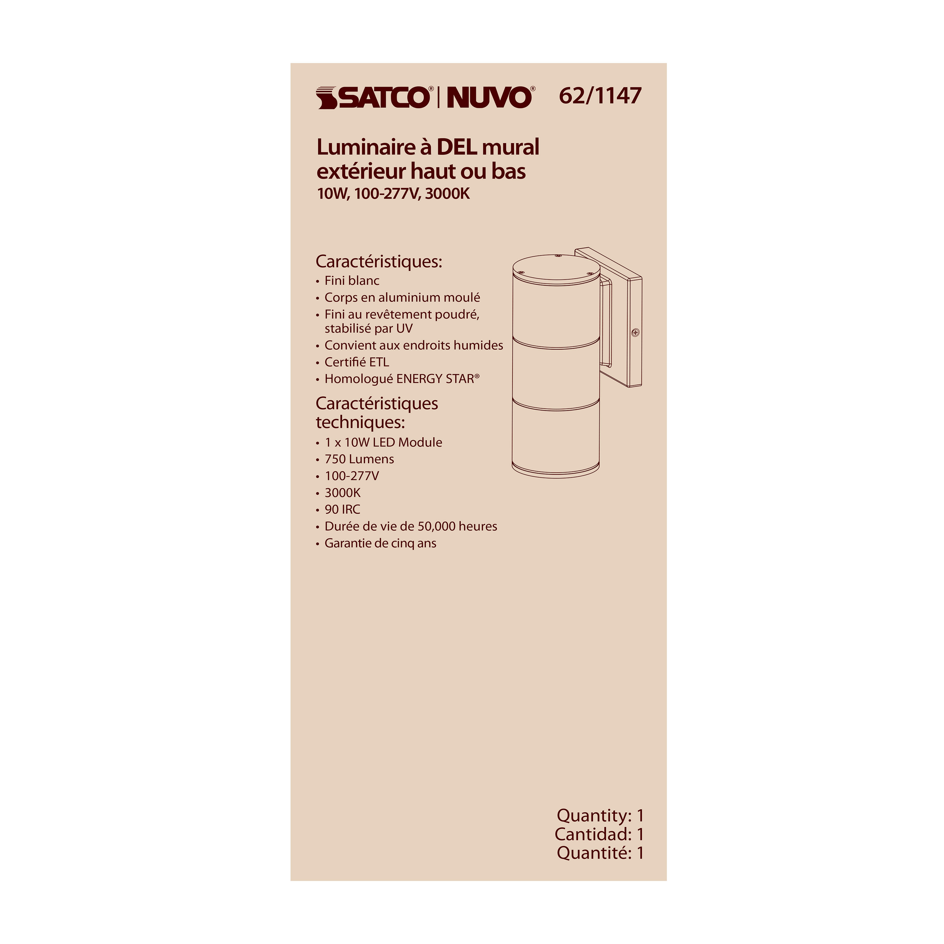 1 LT LED LG UP OR DOWN SCONCE - 62-1147