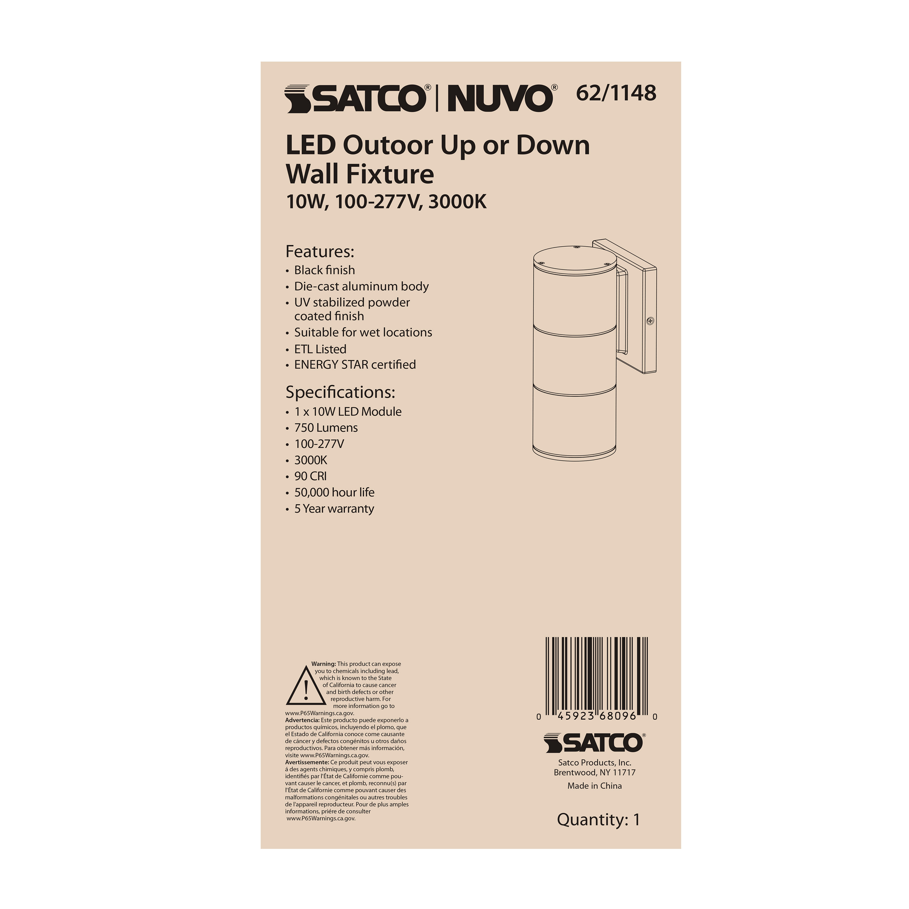 1 LT LED LG UP OR DOWN SCONCE - 62-1148