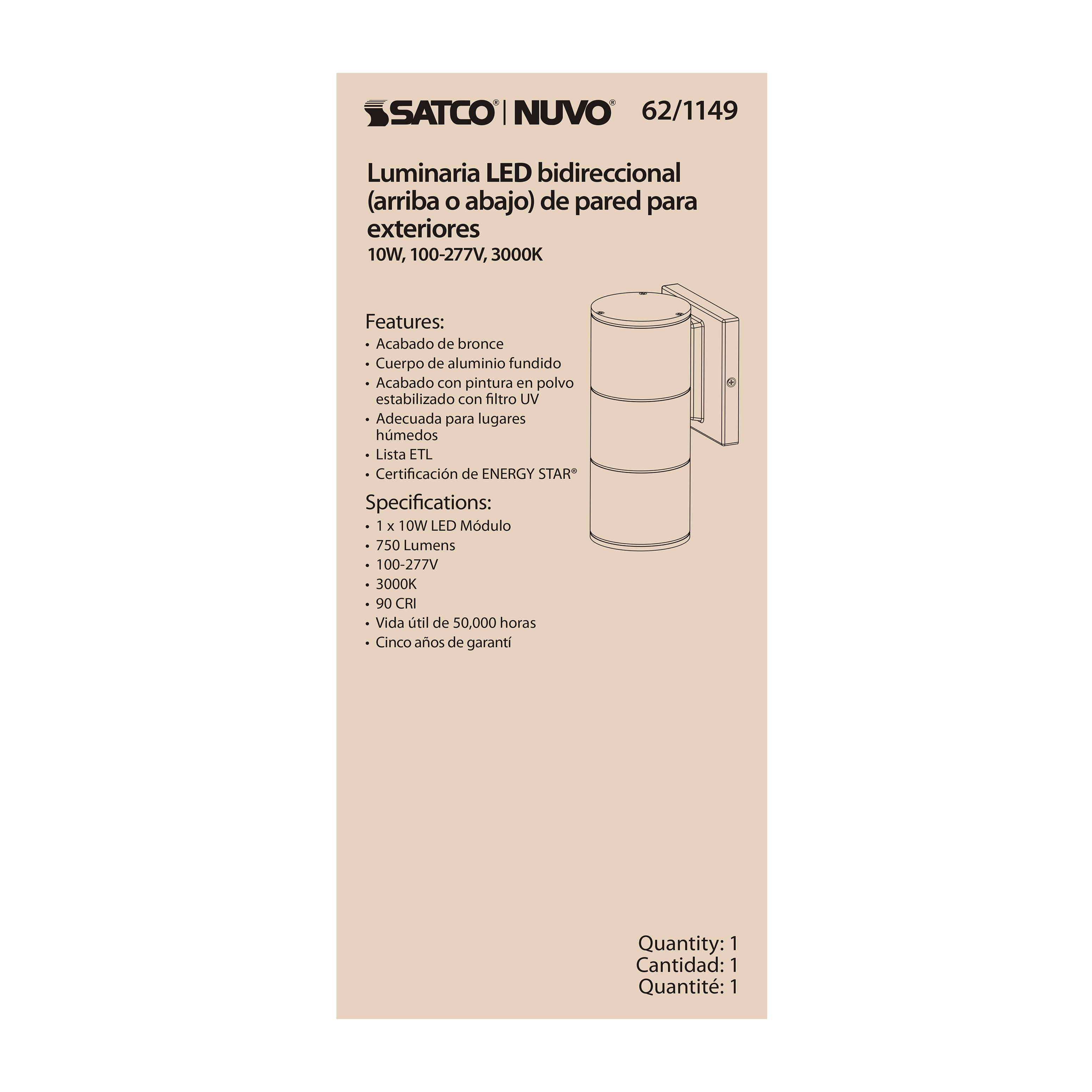 1 LT LED LG UP OR DOWN SCONCE - 62-1149