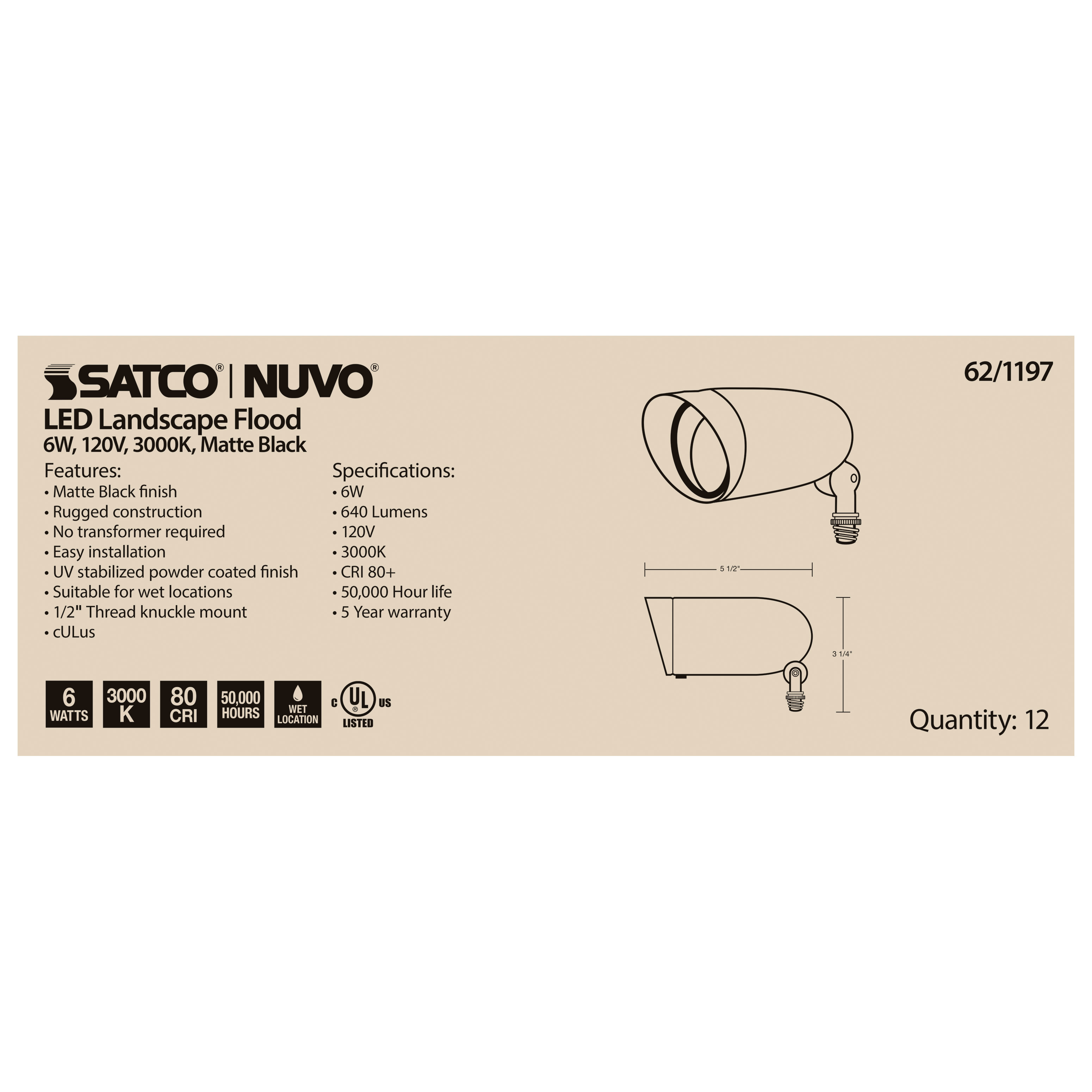 LED 6W LANDSCAPE FLOOD - 62-1197