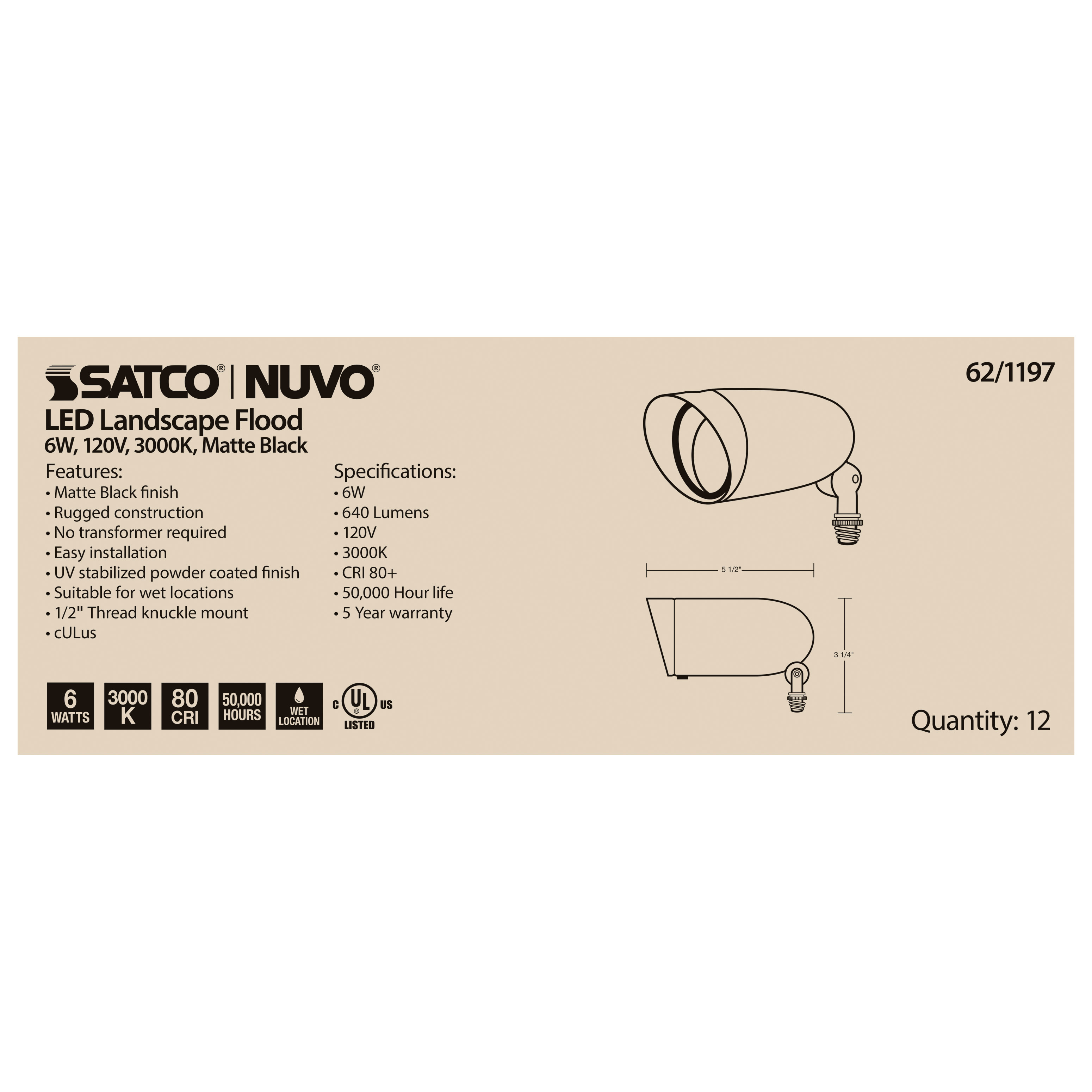 LED 6W LANDSCAPE FLOOD - 62-1197