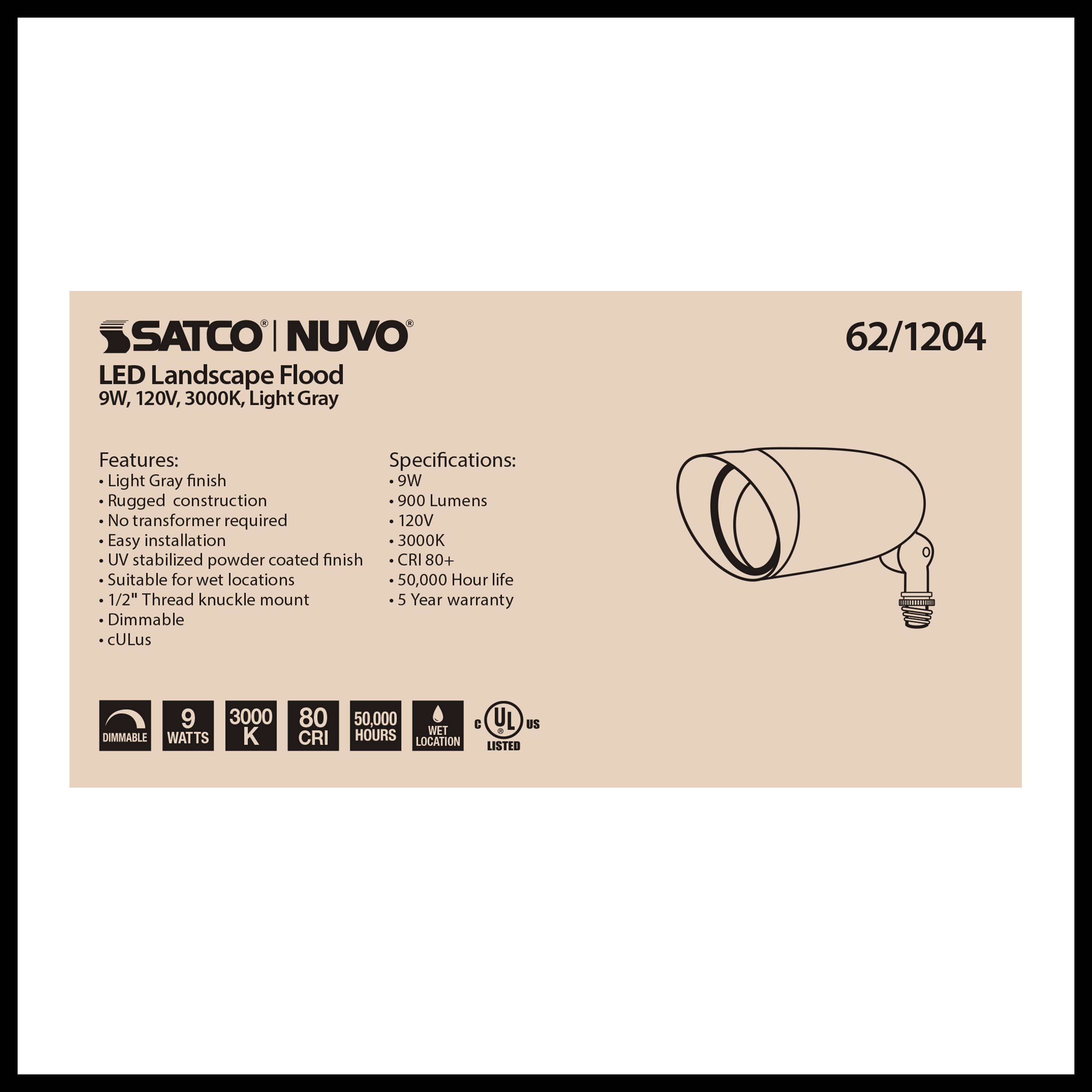 LED 9W LANDSCAPE FLOOD - 62-1204