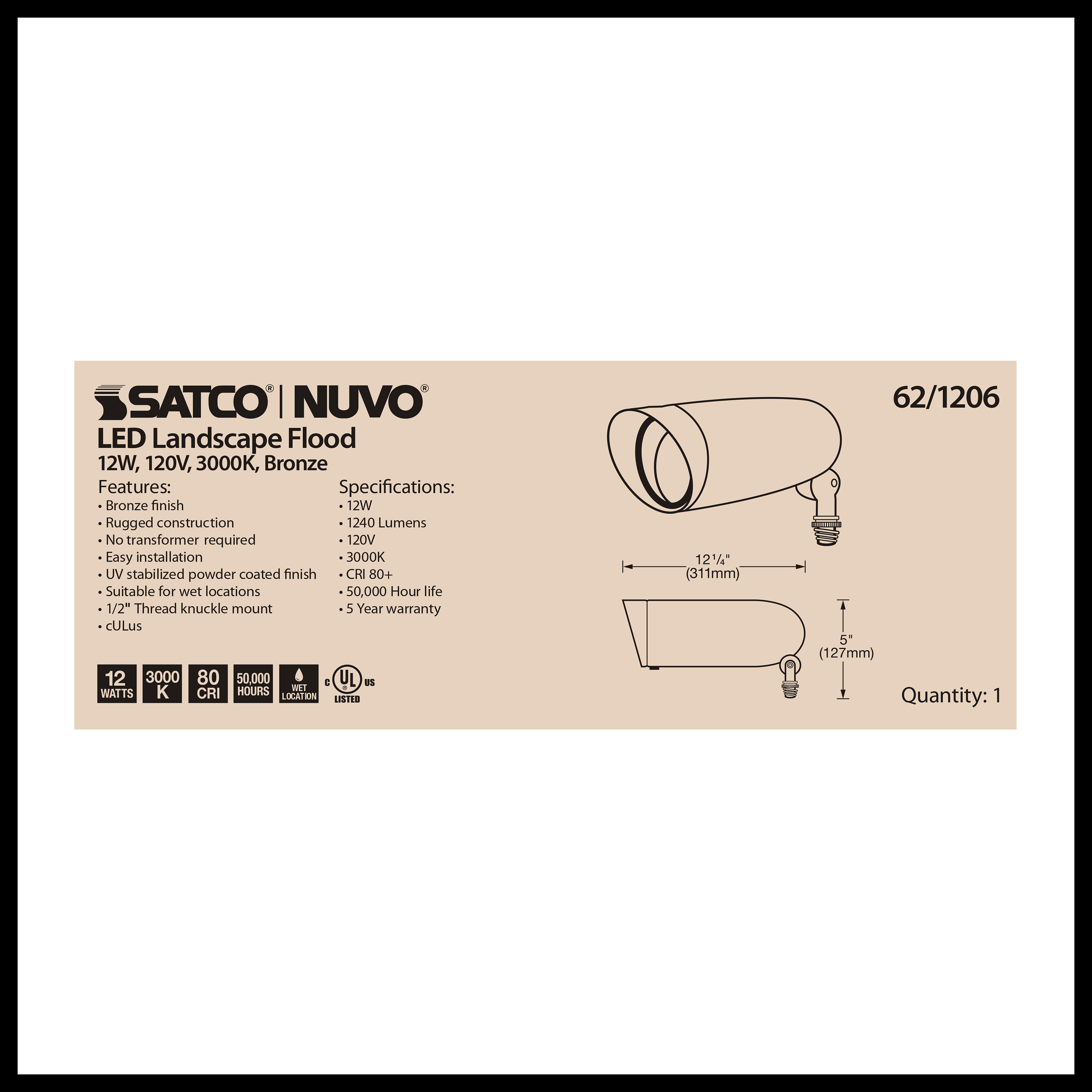 LED 12W LANDSCAPE FLOOD - 62-1206