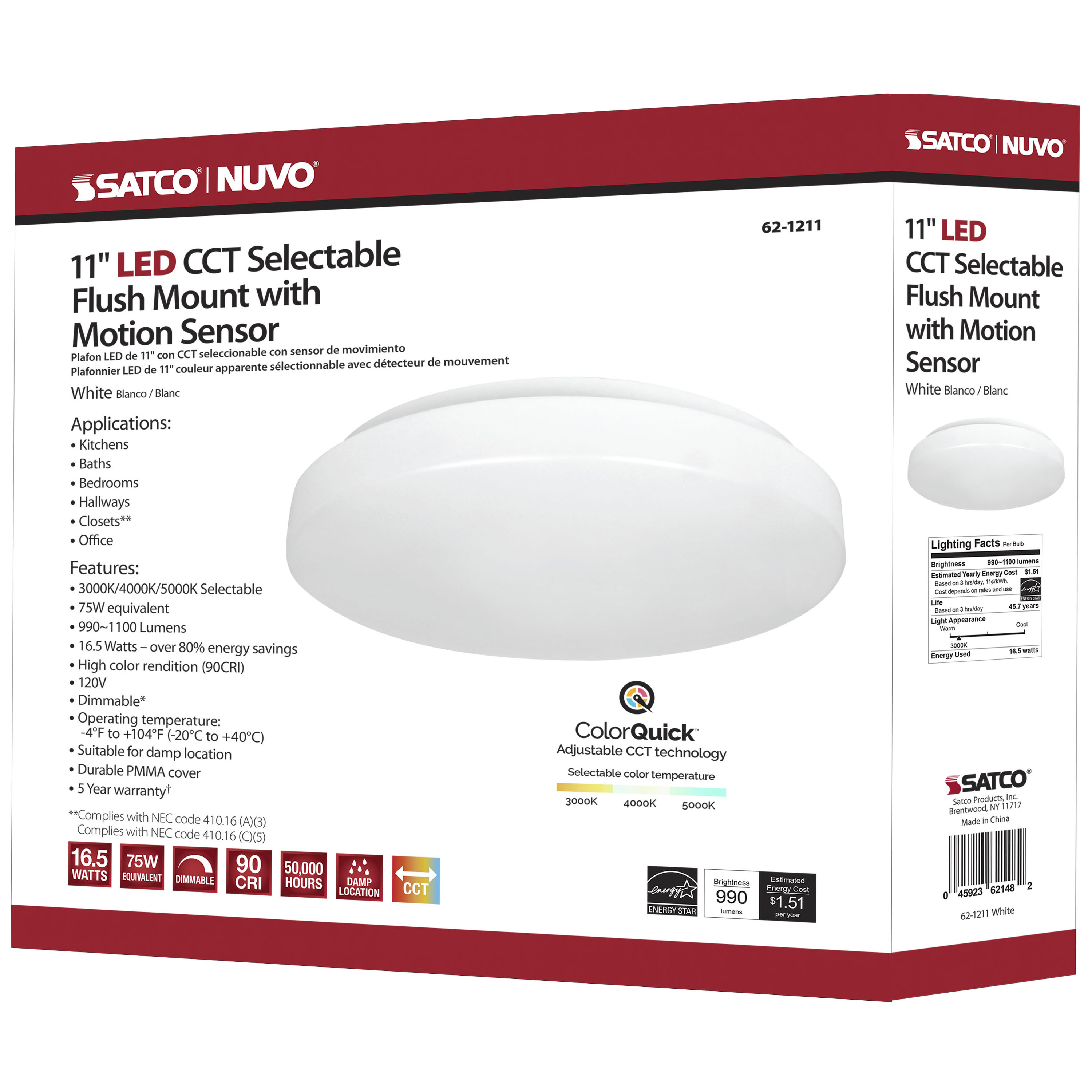 11" ACRYLIC LED FLUSH FIXTURE - 62-1211