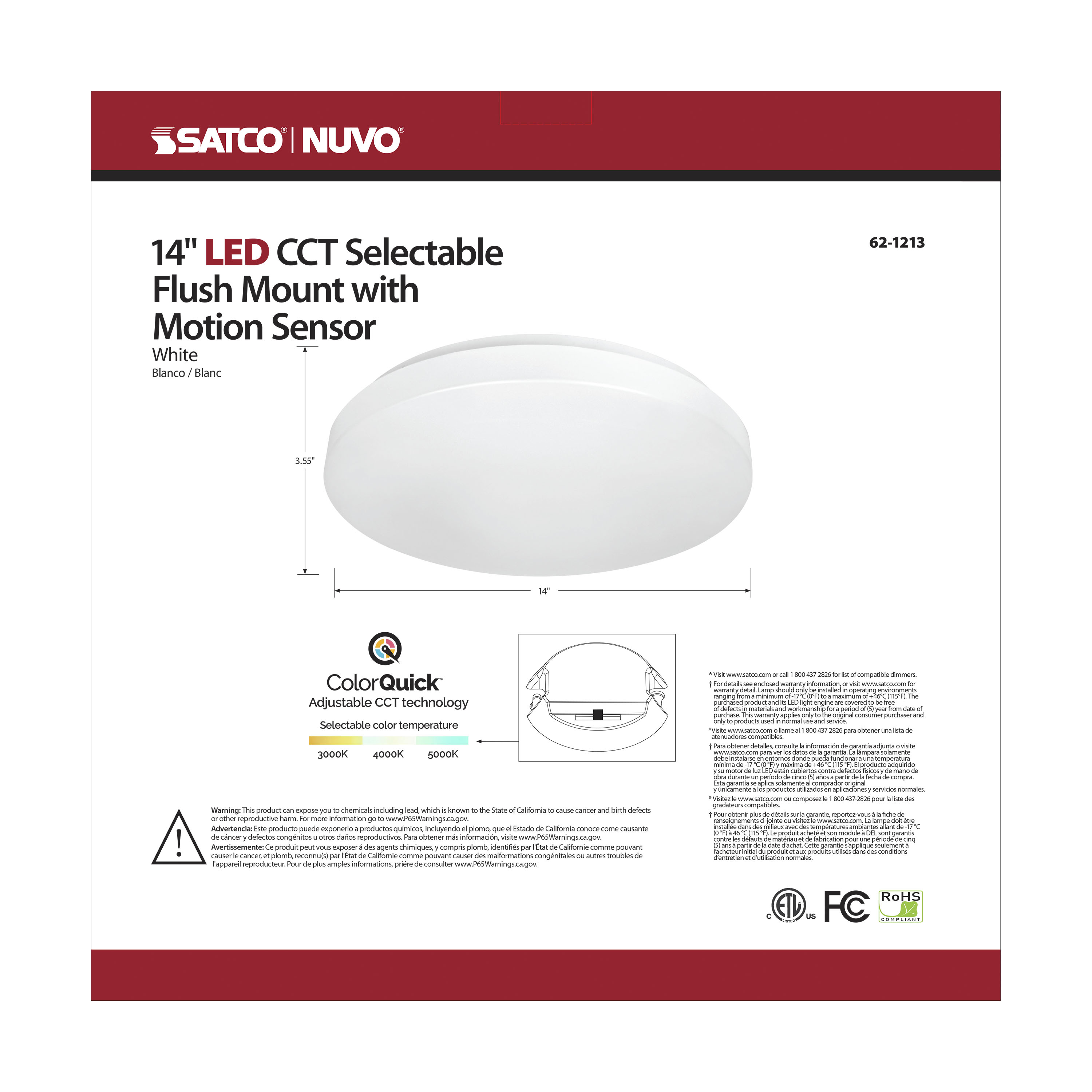 14" ACRYLIC LED FLUSH FIXTURE - 62-1213