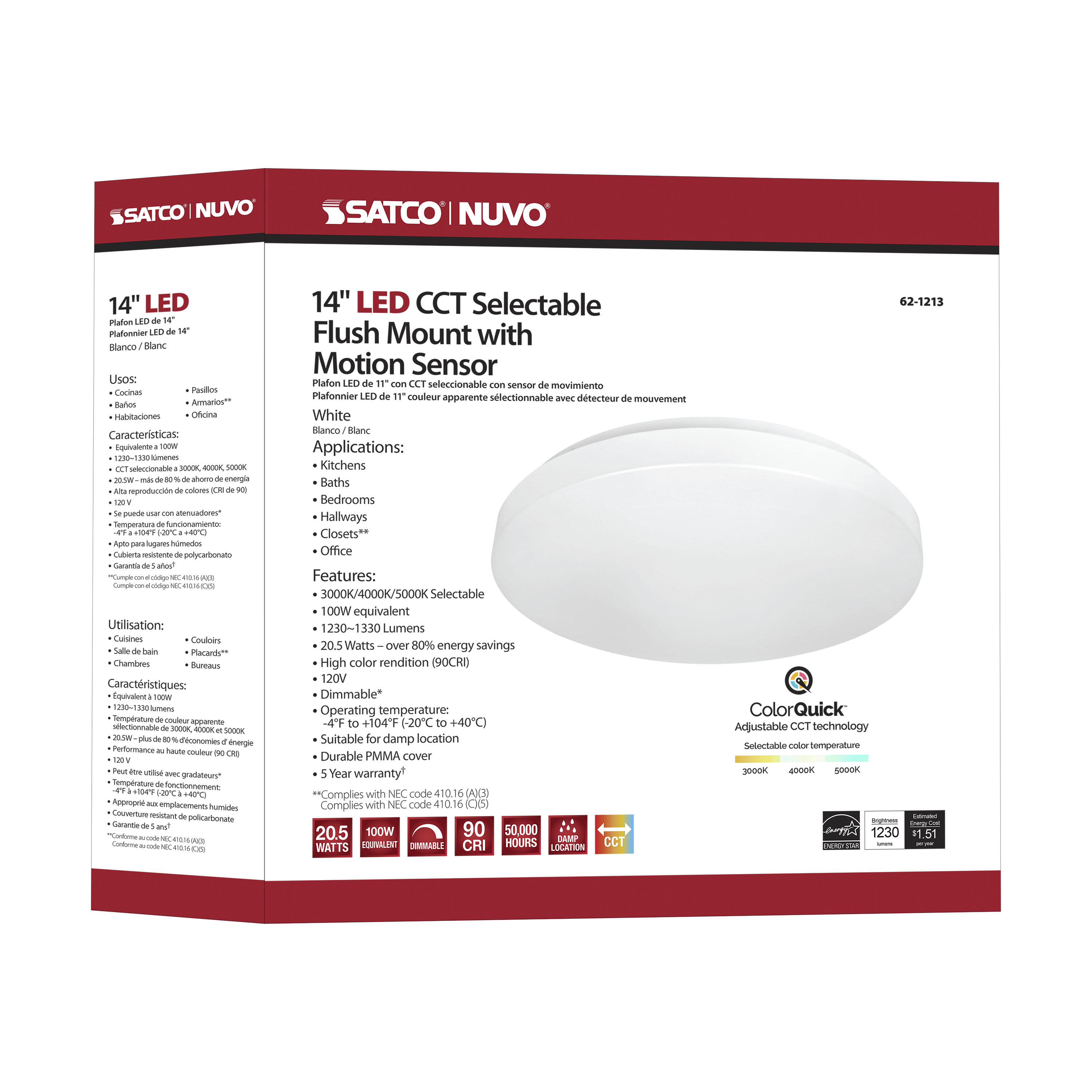 14" ACRYLIC LED FLUSH FIXTURE - 62-1213