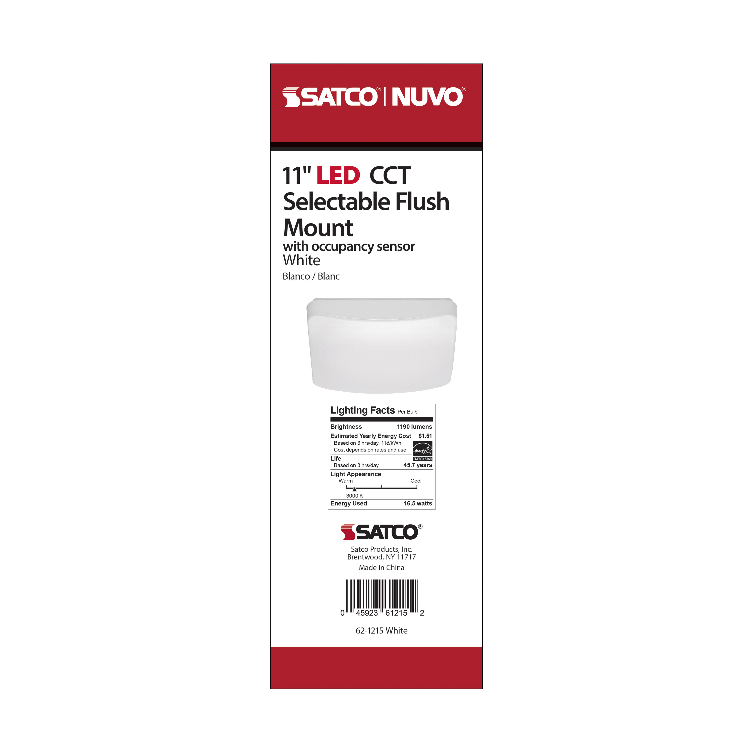 11" SQUARE ACRYLIC LED FLUSH - 62-1215