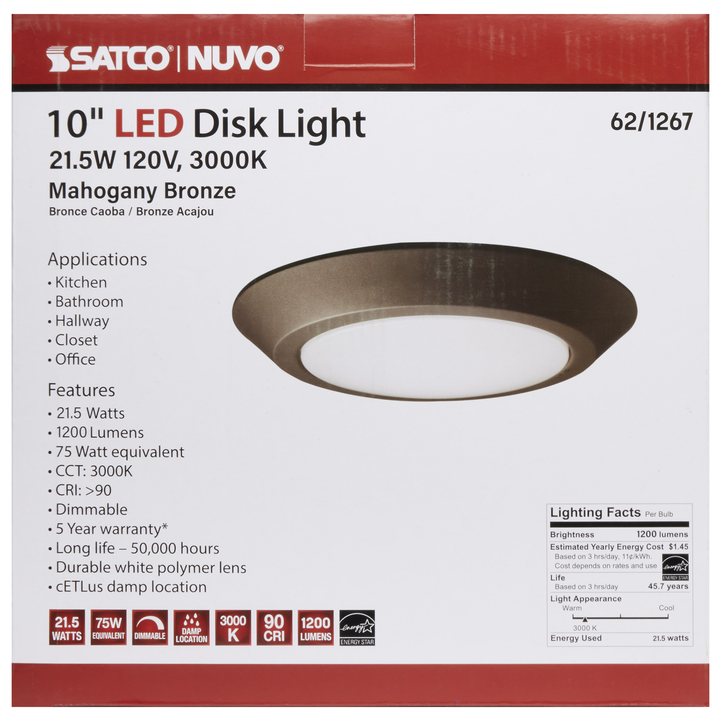 10" LED DISC LIGHT -HIGH LUMEN - 62-1267
