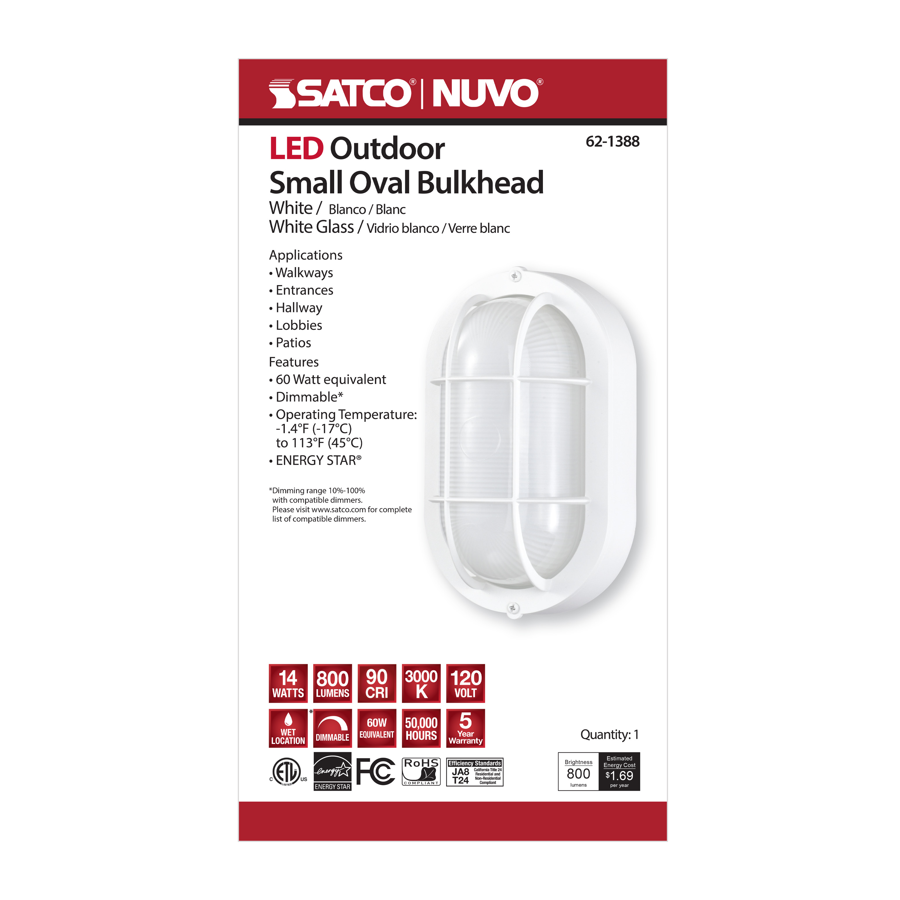 LED SMALL OVAL BULK HEAD - 62-1388