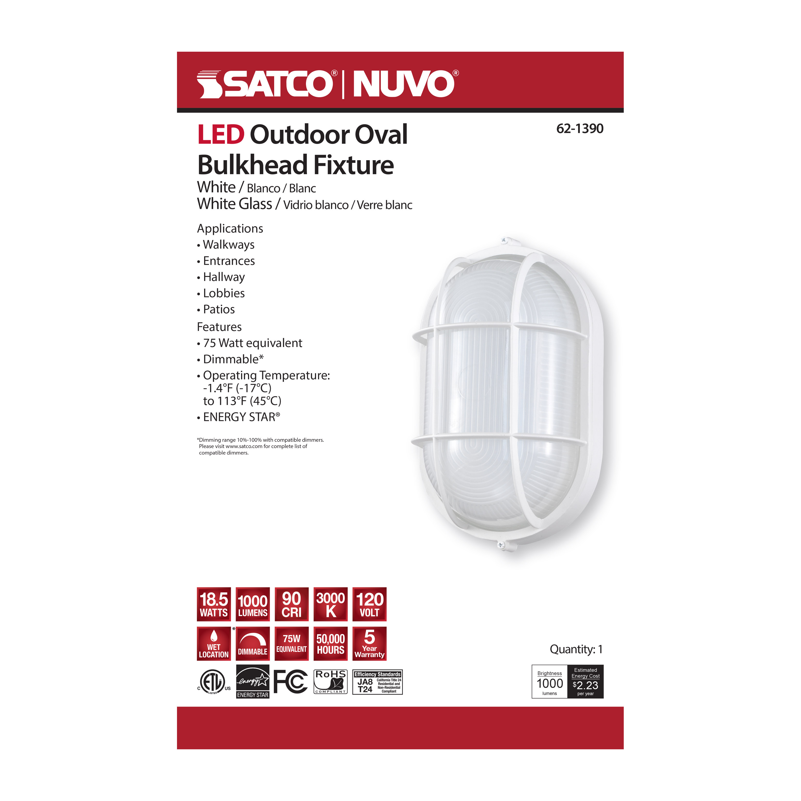 LED OVAL BULK HEAD - 62-1390