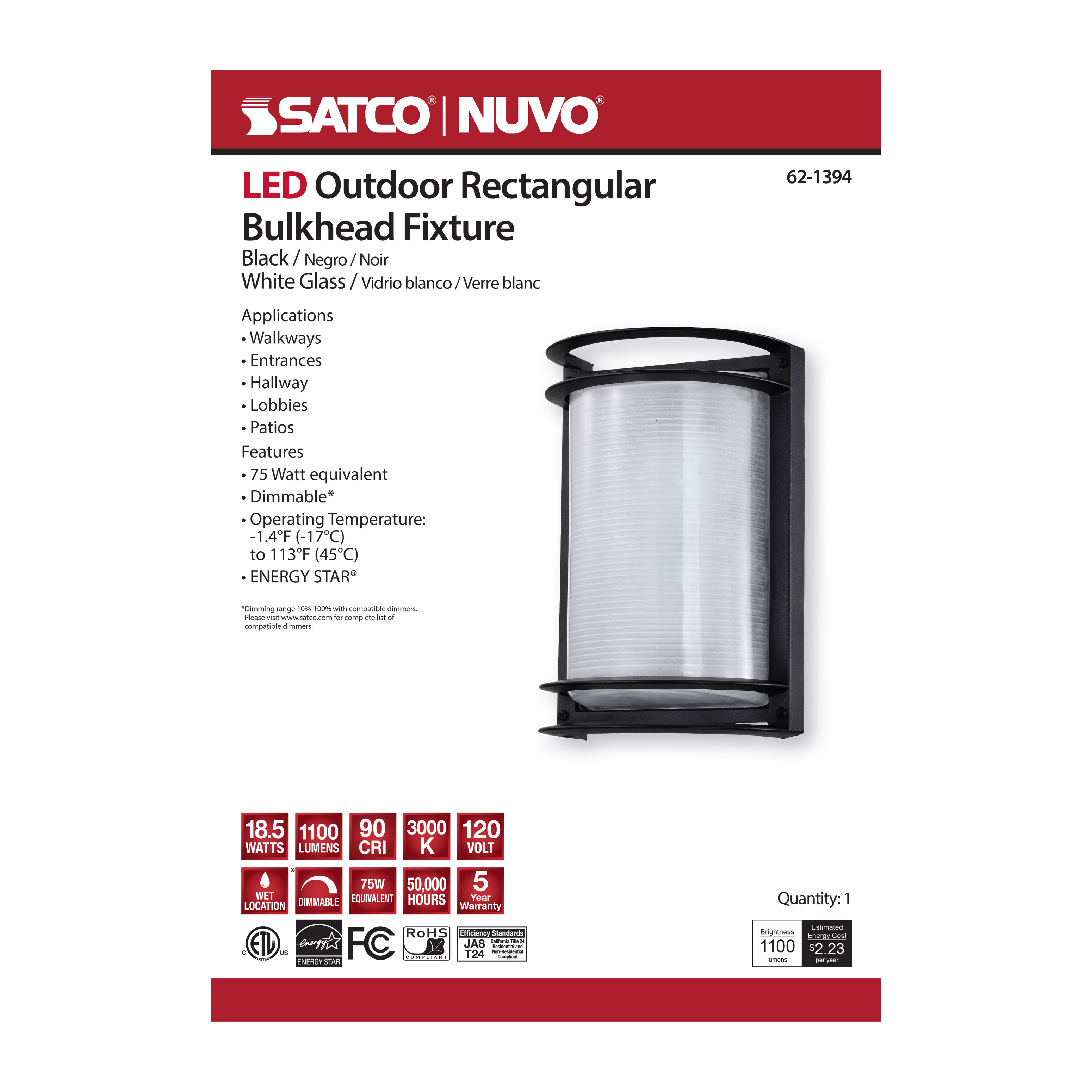 LED RECTANGULAR BULK HEAD - 62-1394