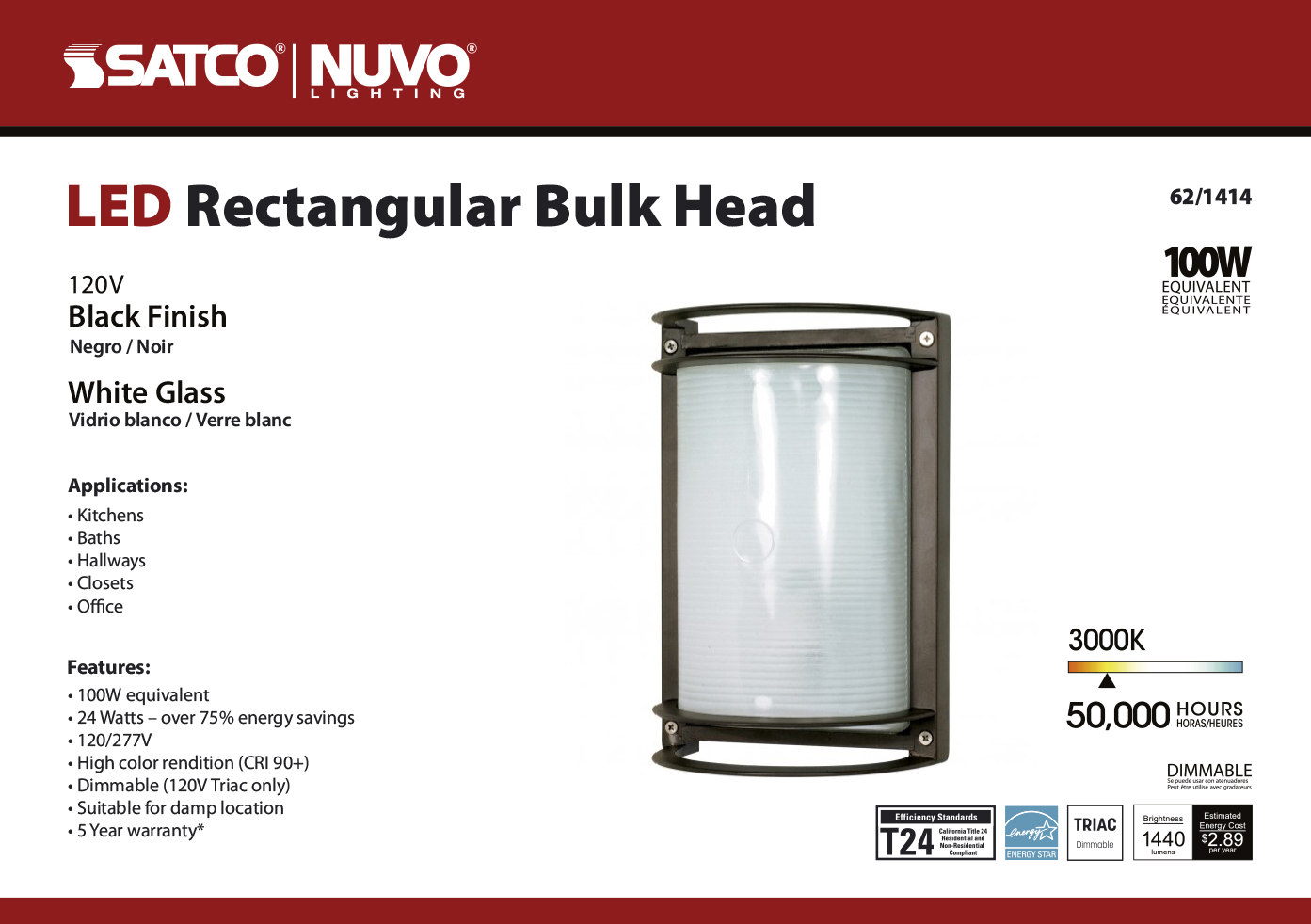 LED RECTANGULAR BULK HEAD - 62-1414