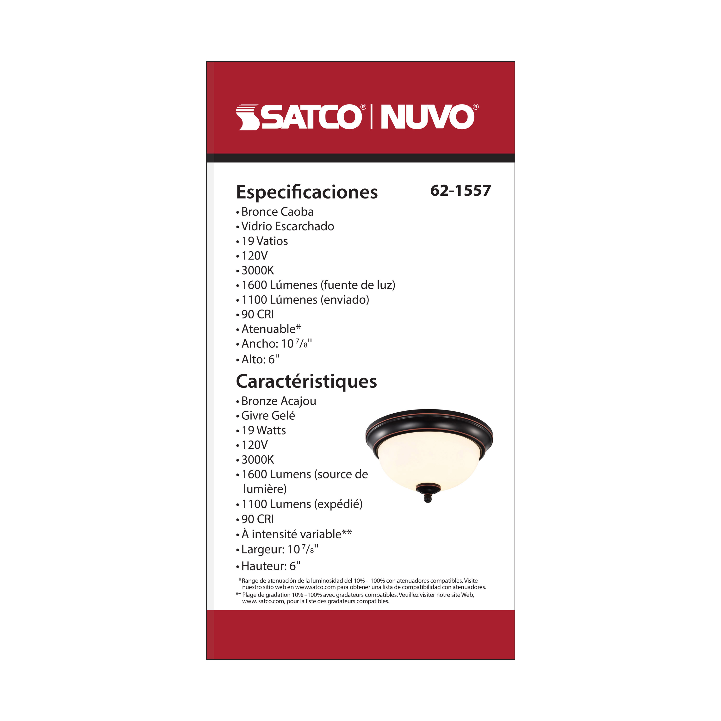 LED 19W 11" FLUSH MOUNT 3000K - 62-1557