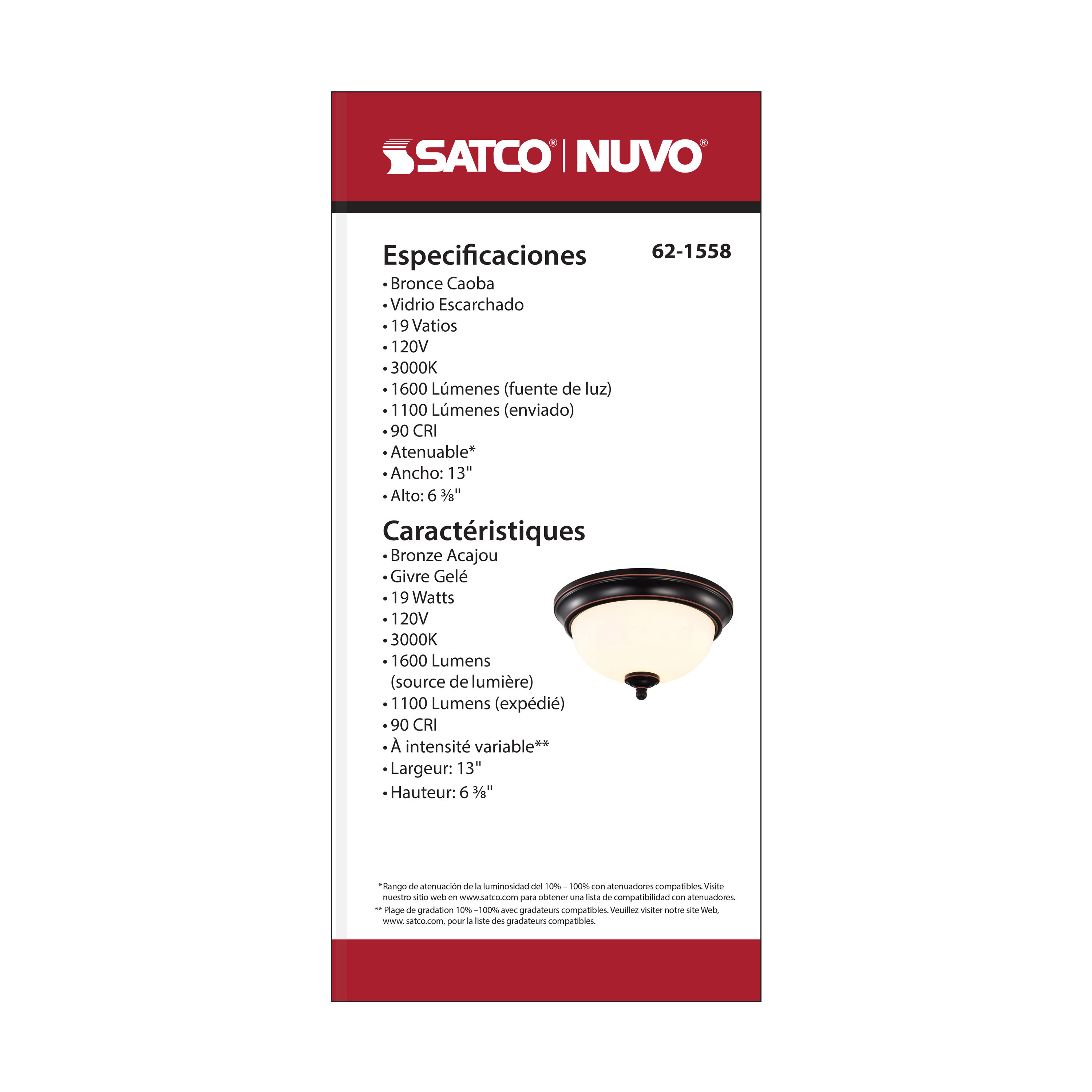 LED 19W 13" FLUSH MOUNT 3000K - 62-1558