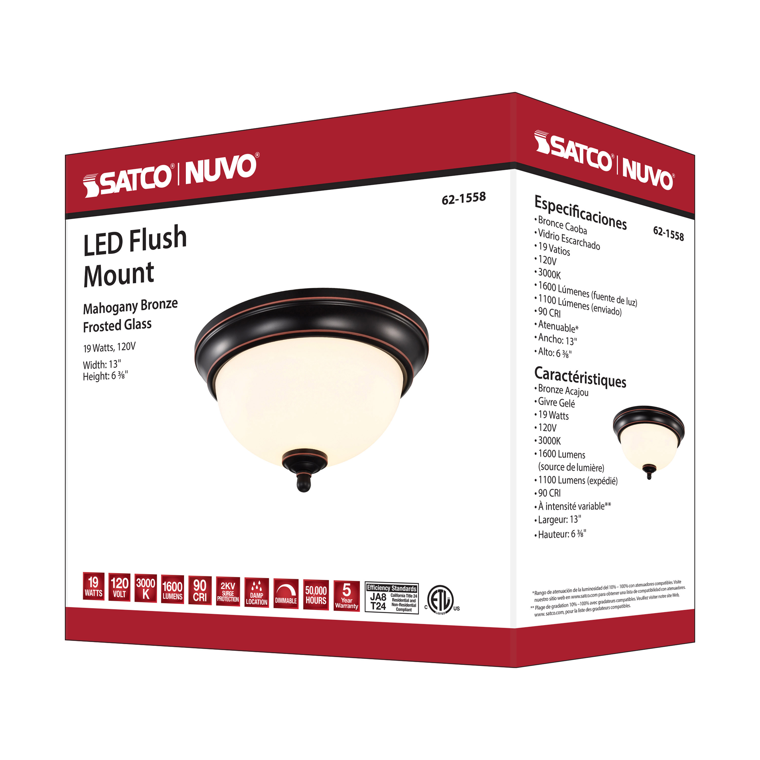 LED 19W 13" FLUSH MOUNT 3000K - 62-1558