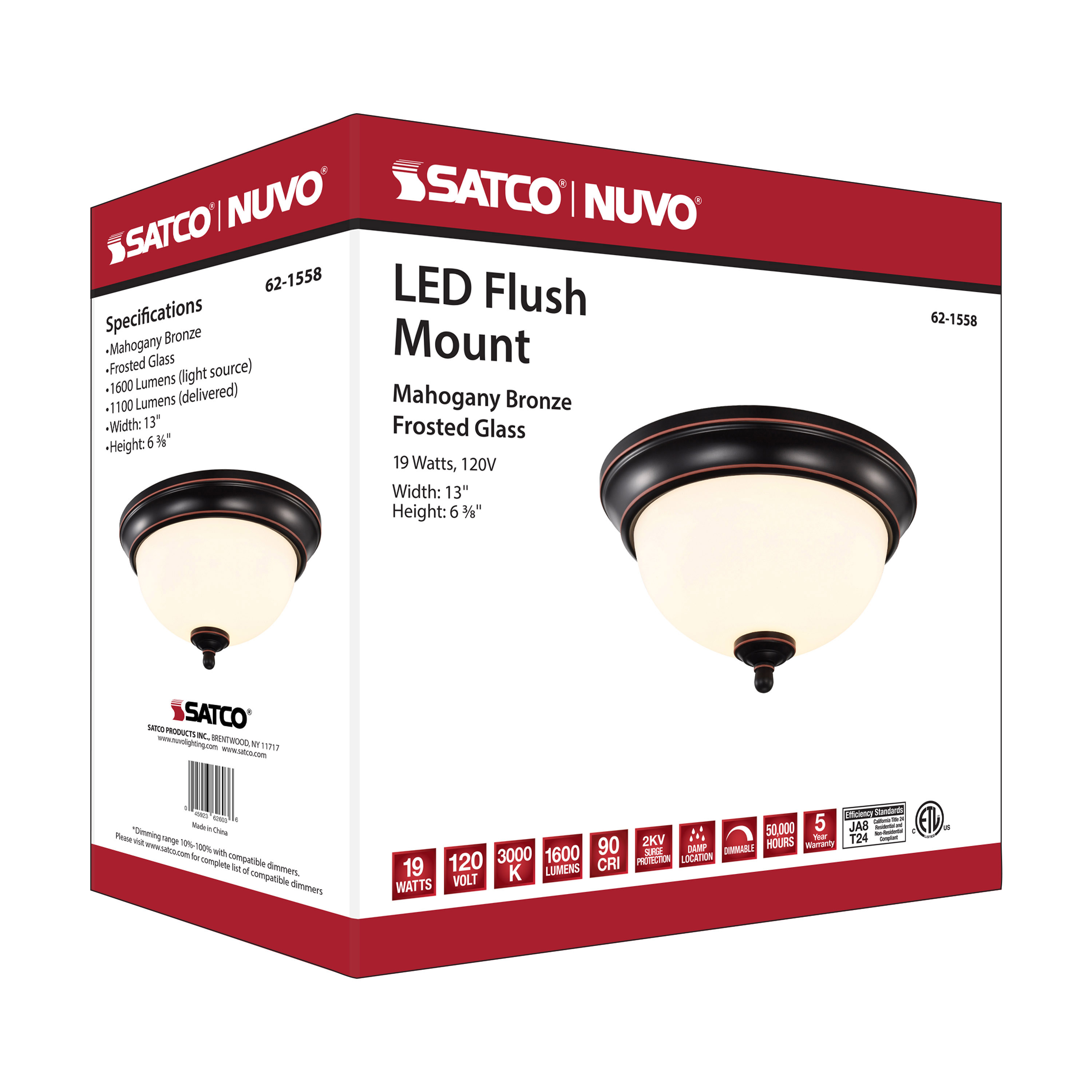 LED 19W 13" FLUSH MOUNT 3000K - 62-1558