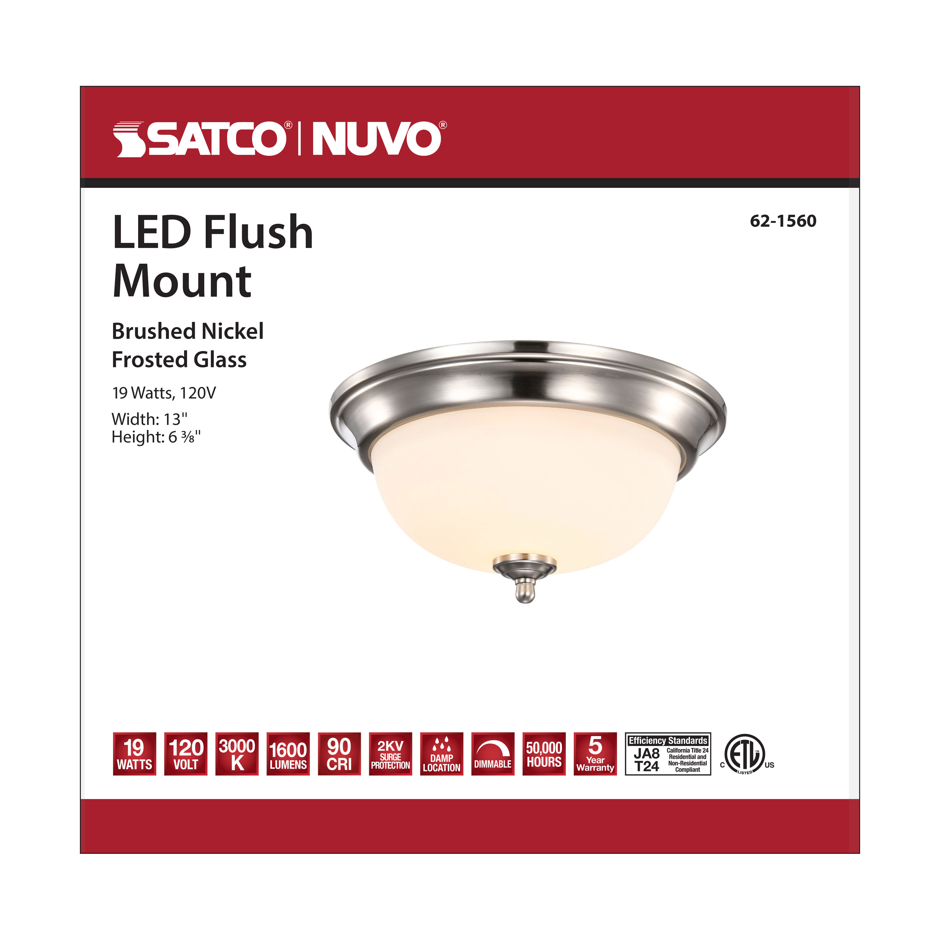 LED 19W 13" FLUSH MOUNT 3000K - 62-1560