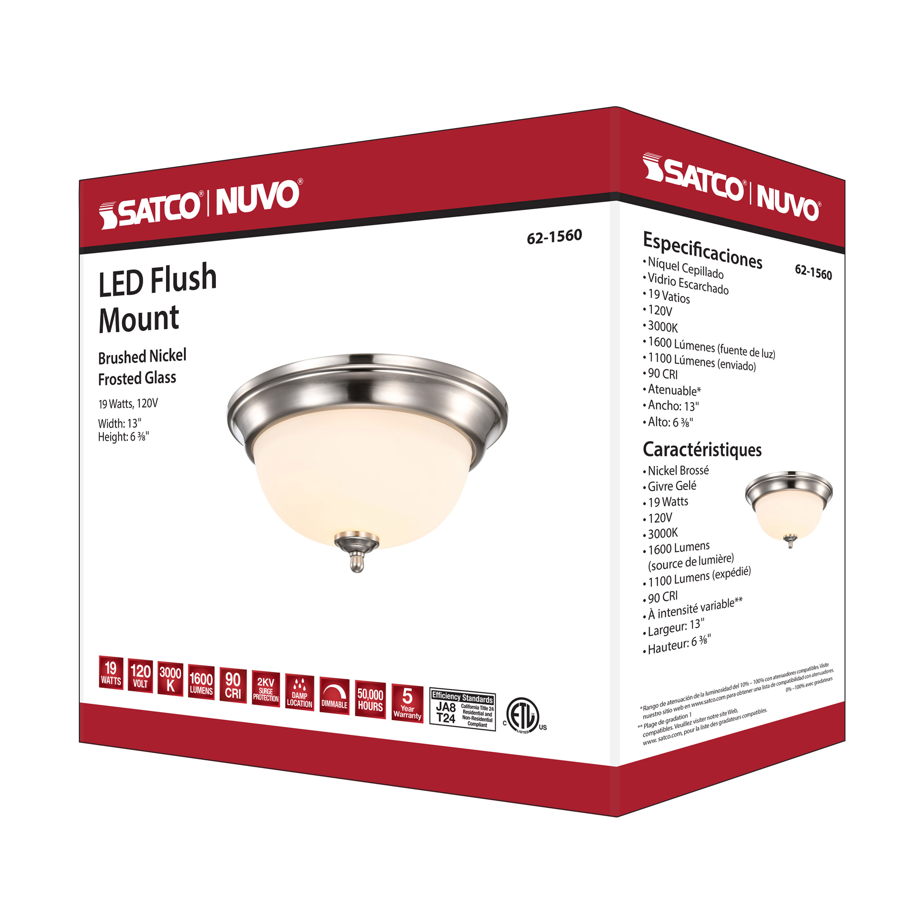 LED 19W 13" FLUSH MOUNT 3000K - 62-1560