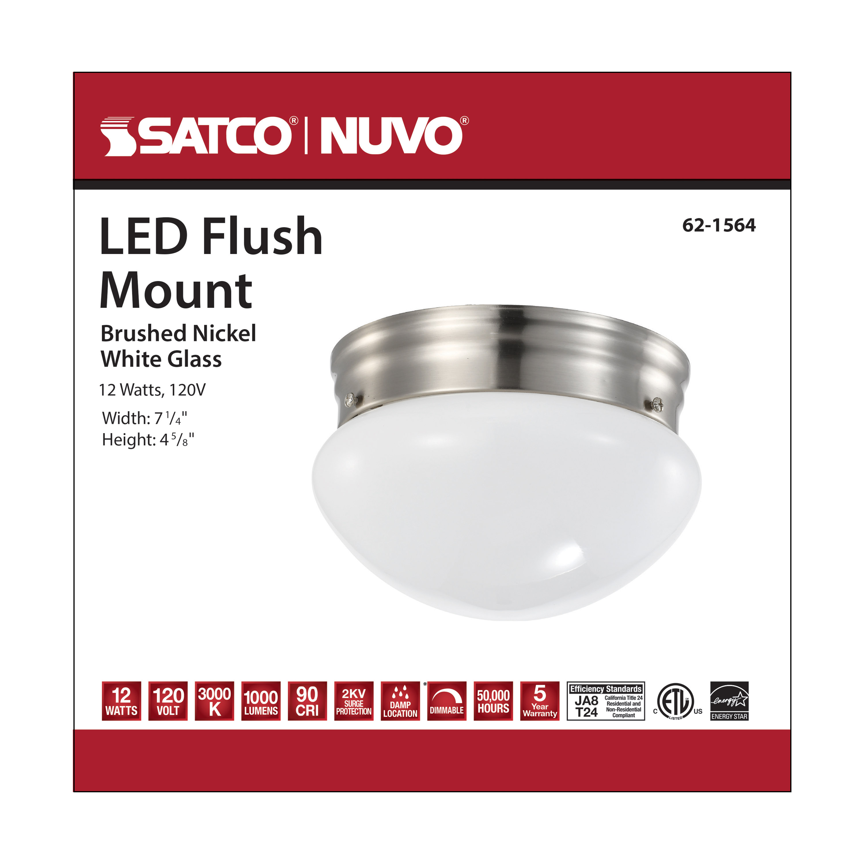 LED 12W 7" LED FLUSH 3000K - 62-1564