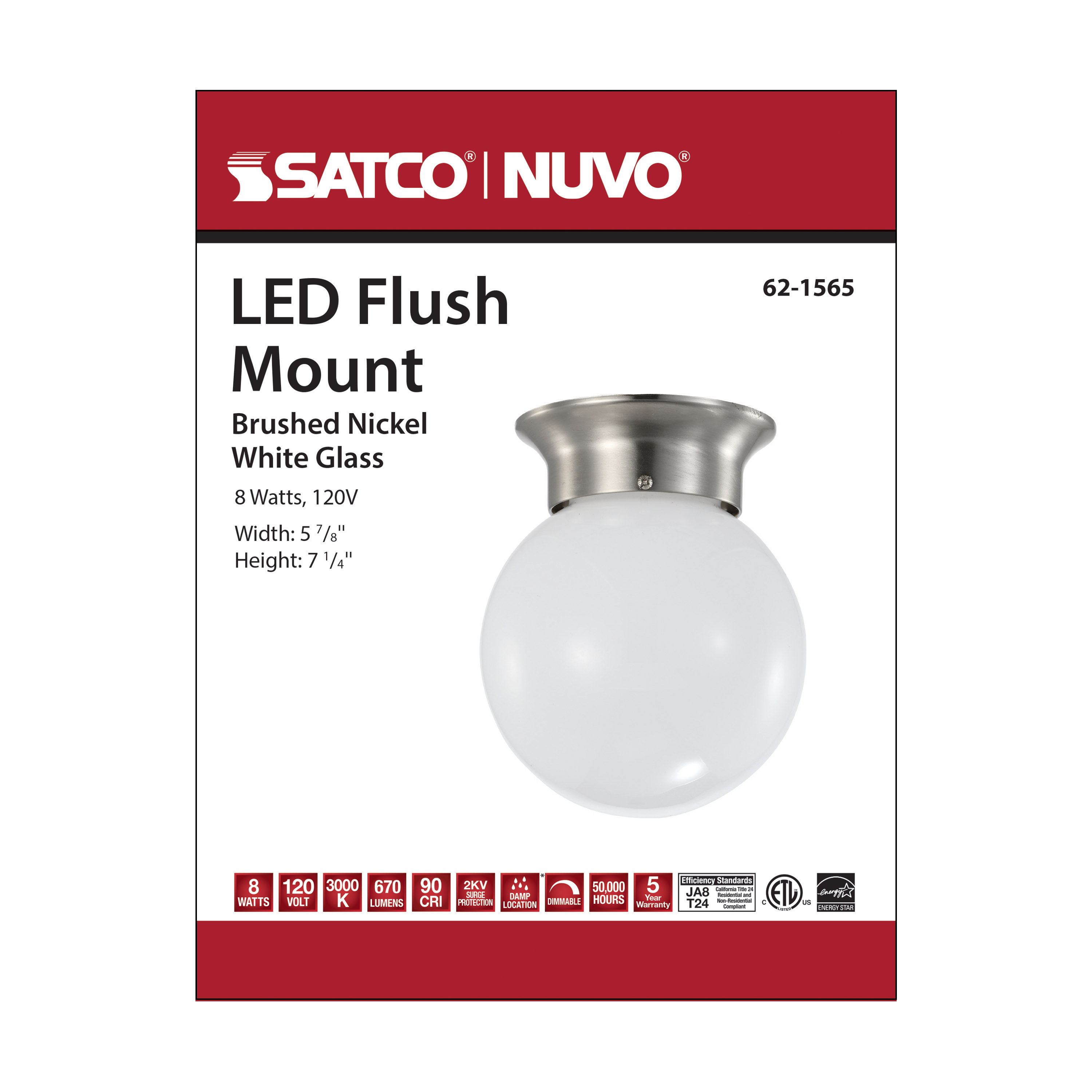 LED 8W 6" LED FLUSH 3000K - 62-1565