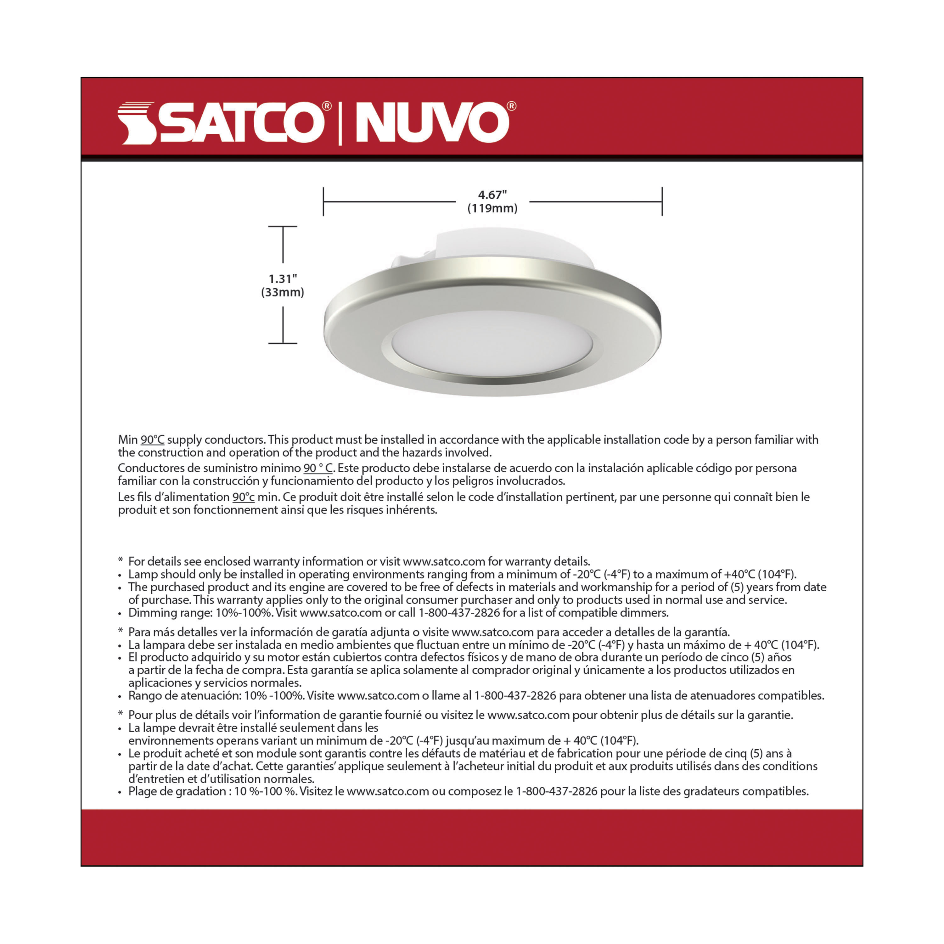 4" LED SURFACE MOUNT/BR NICKEL - 62-1582
