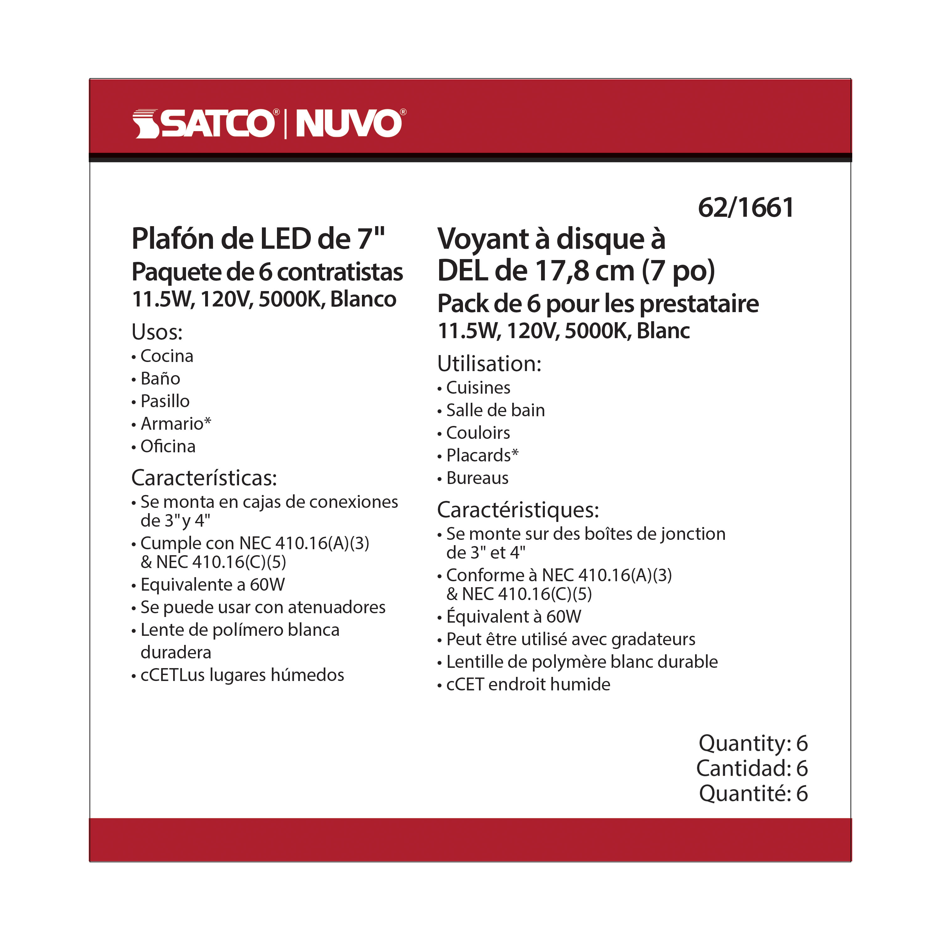 7" LED DISK LIGHT WHITE FINISH - 62-1661