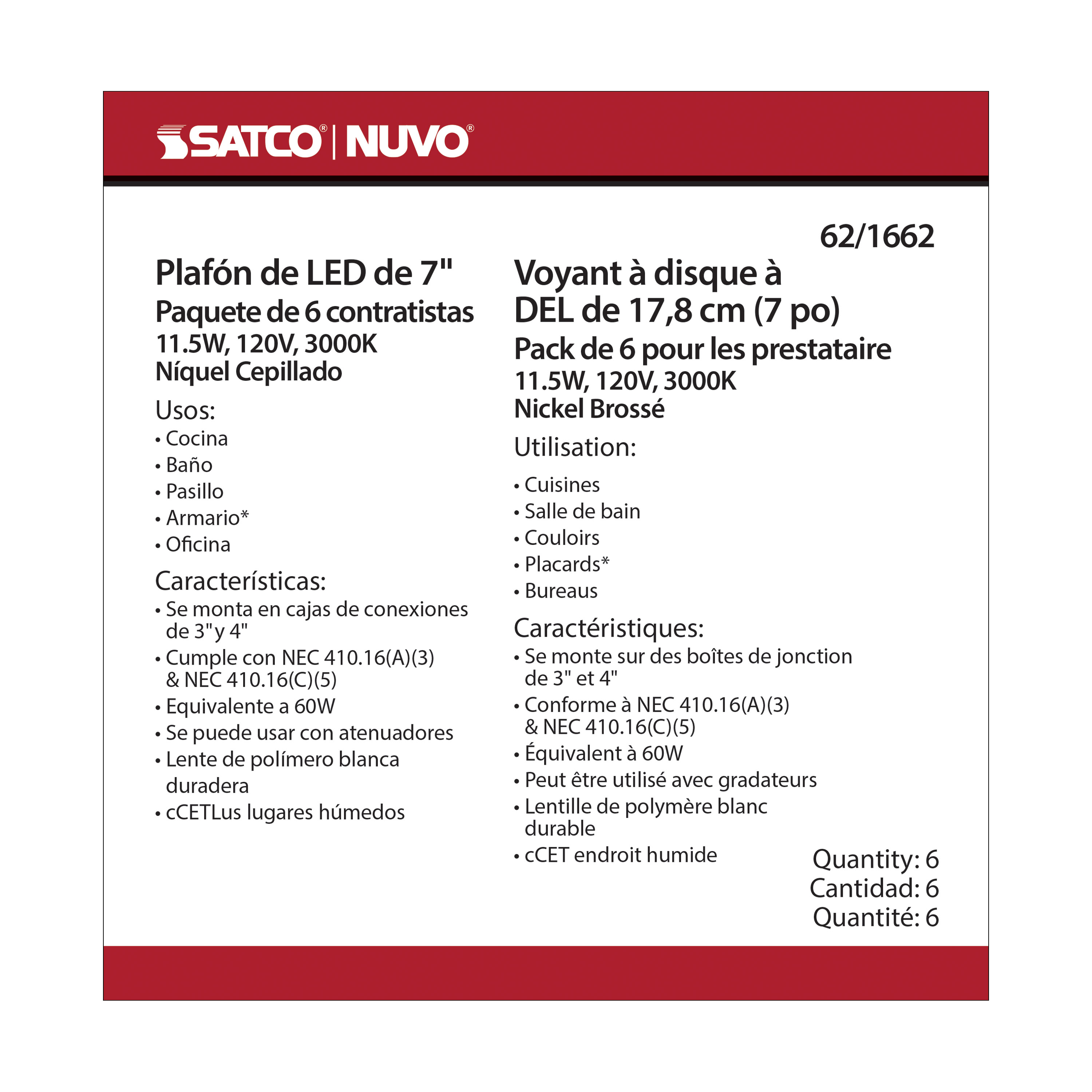 7" LED DISK LIGHT BN FINISH - 62-1662