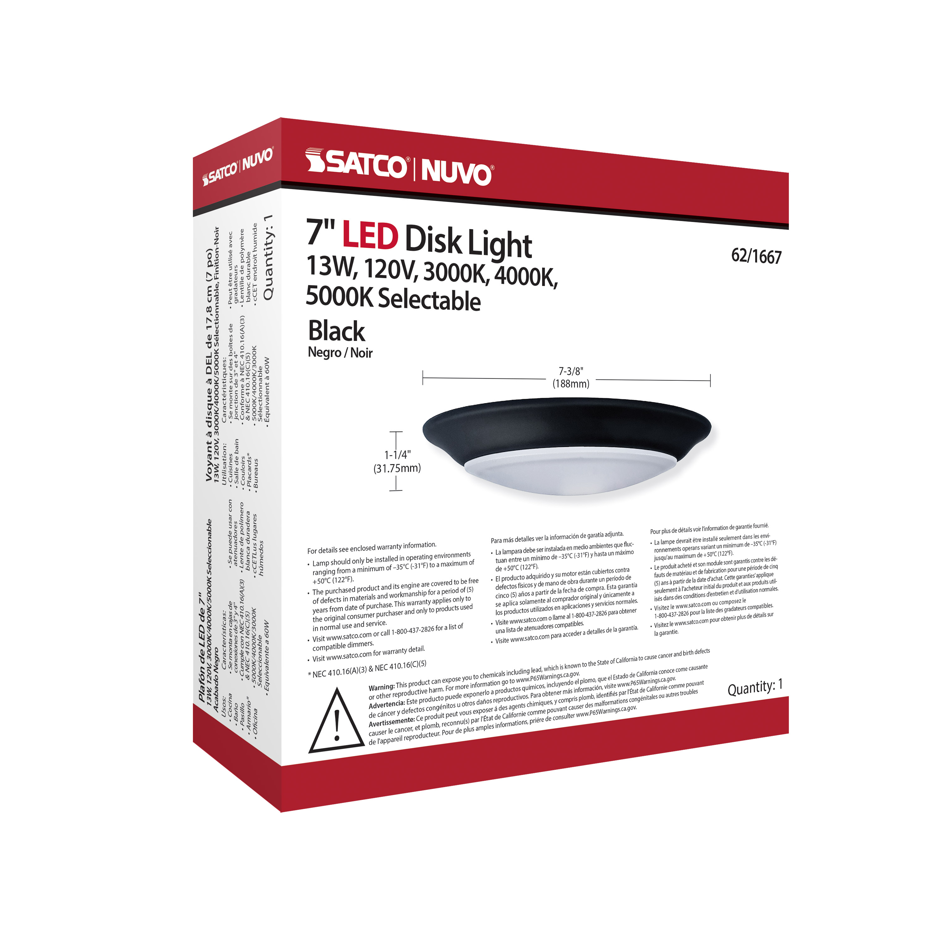 7" LED DISK LIGHT BLACK FINISH - 62-1667
