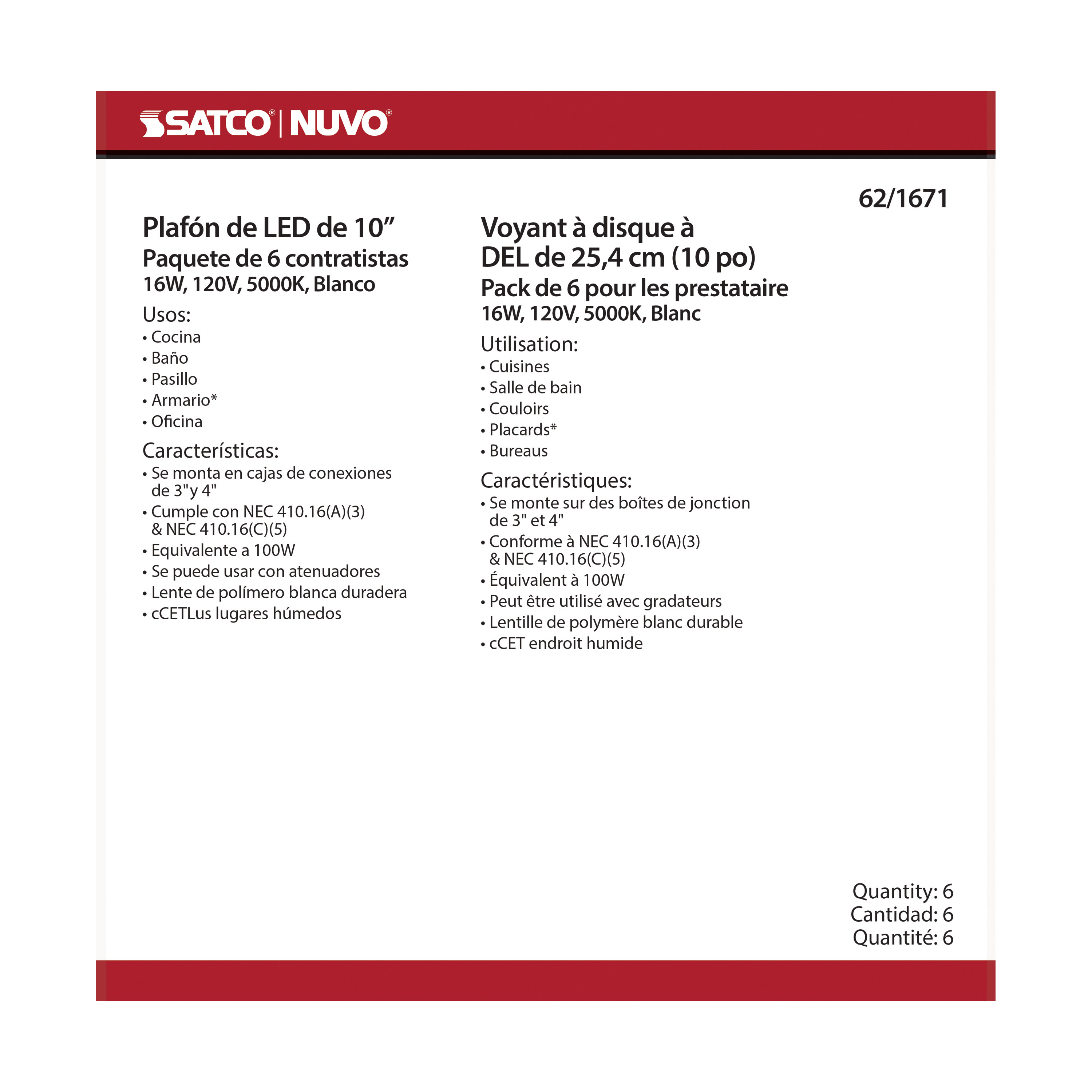 10" LED DISK LIGHT WHITE FIN - 62-1671