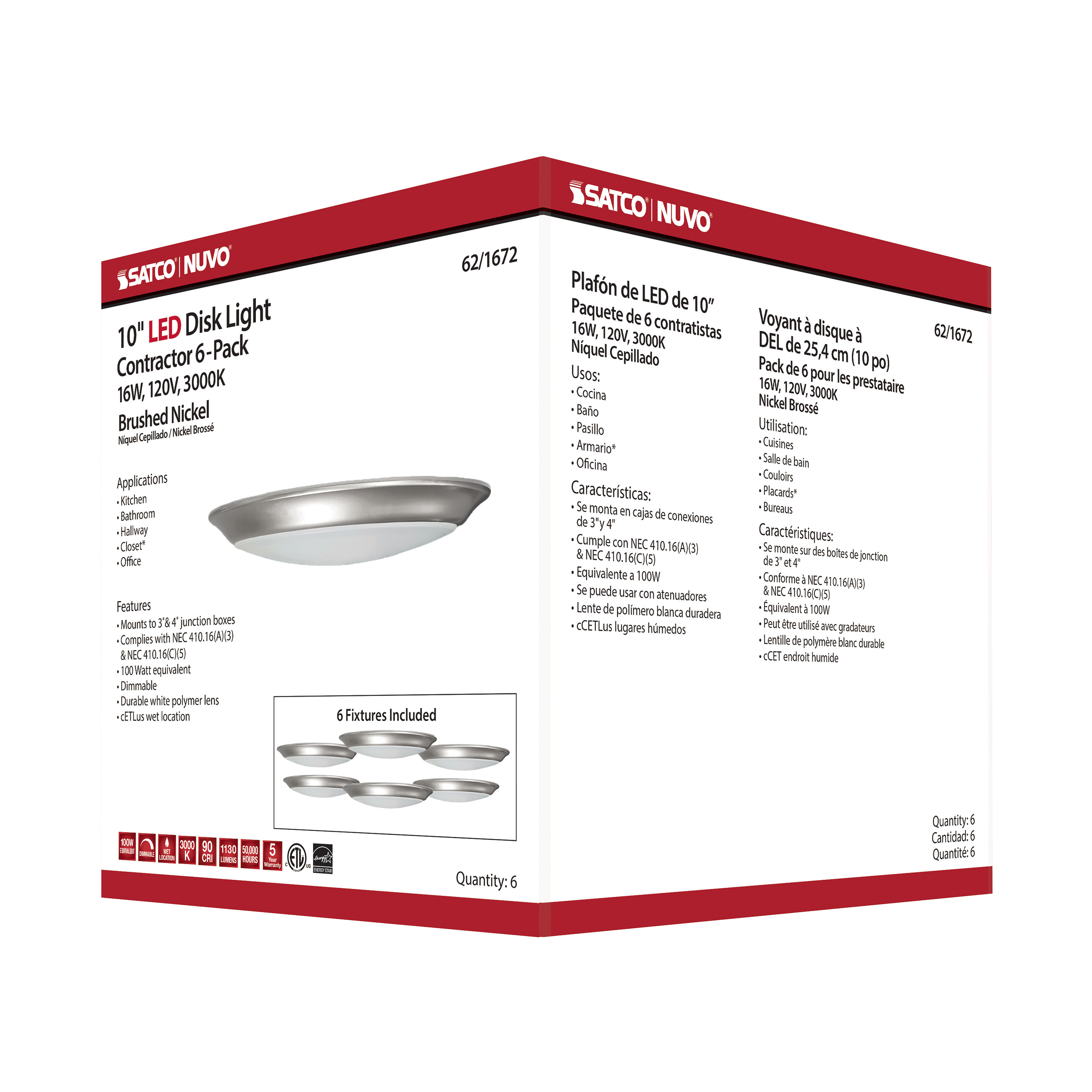 10" LED DISK LIGHT BN FINISH - 62-1672