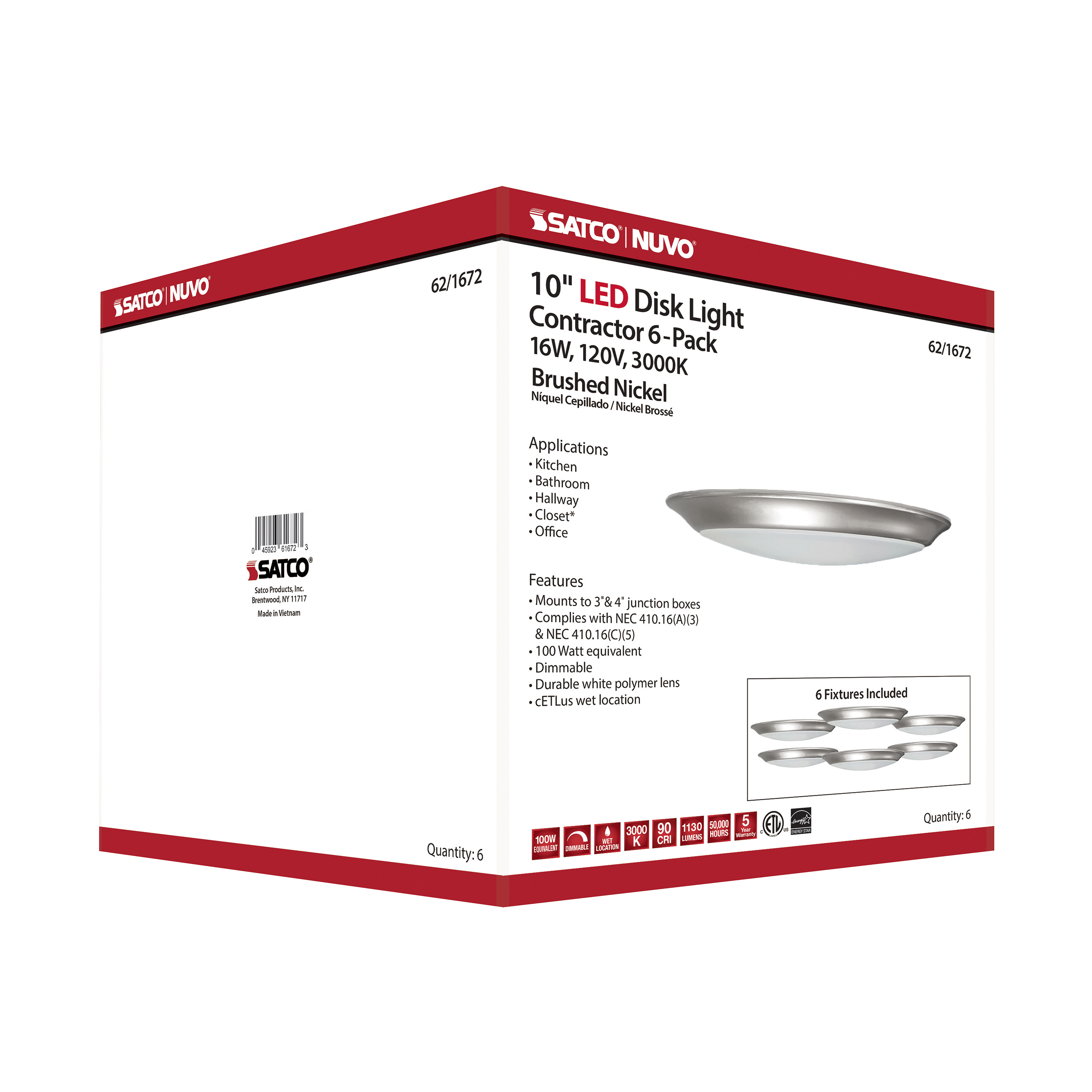 10" LED DISK LIGHT BN FINISH - 62-1672