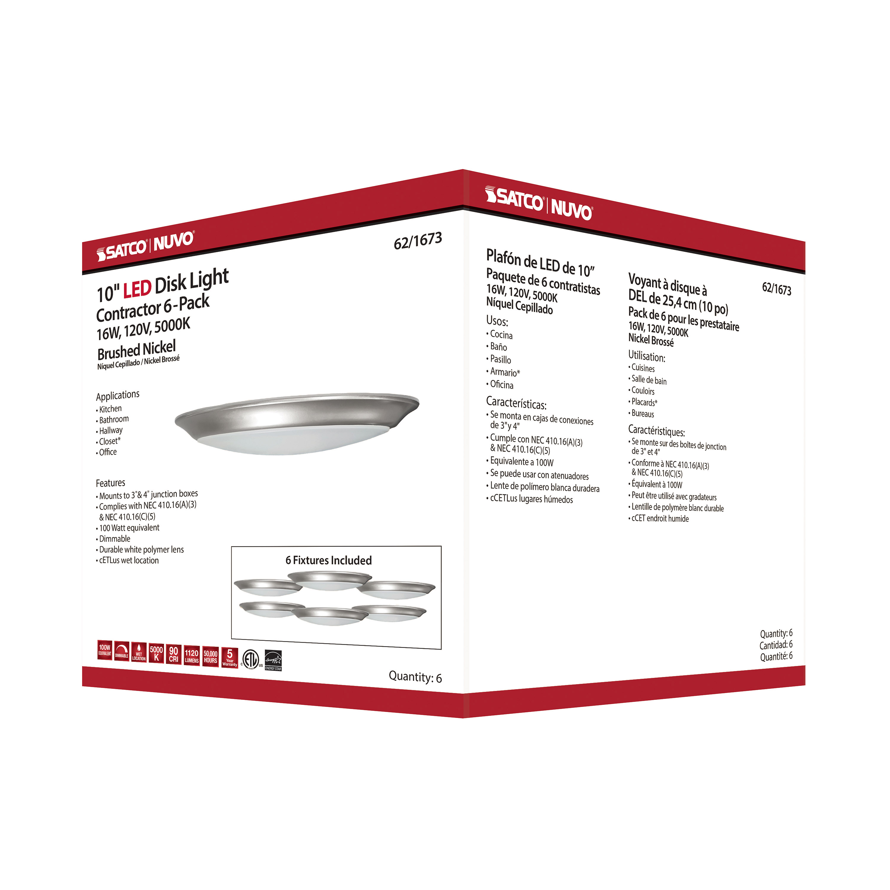 10" LED DISK LIGHT BN FINISH - 62-1673