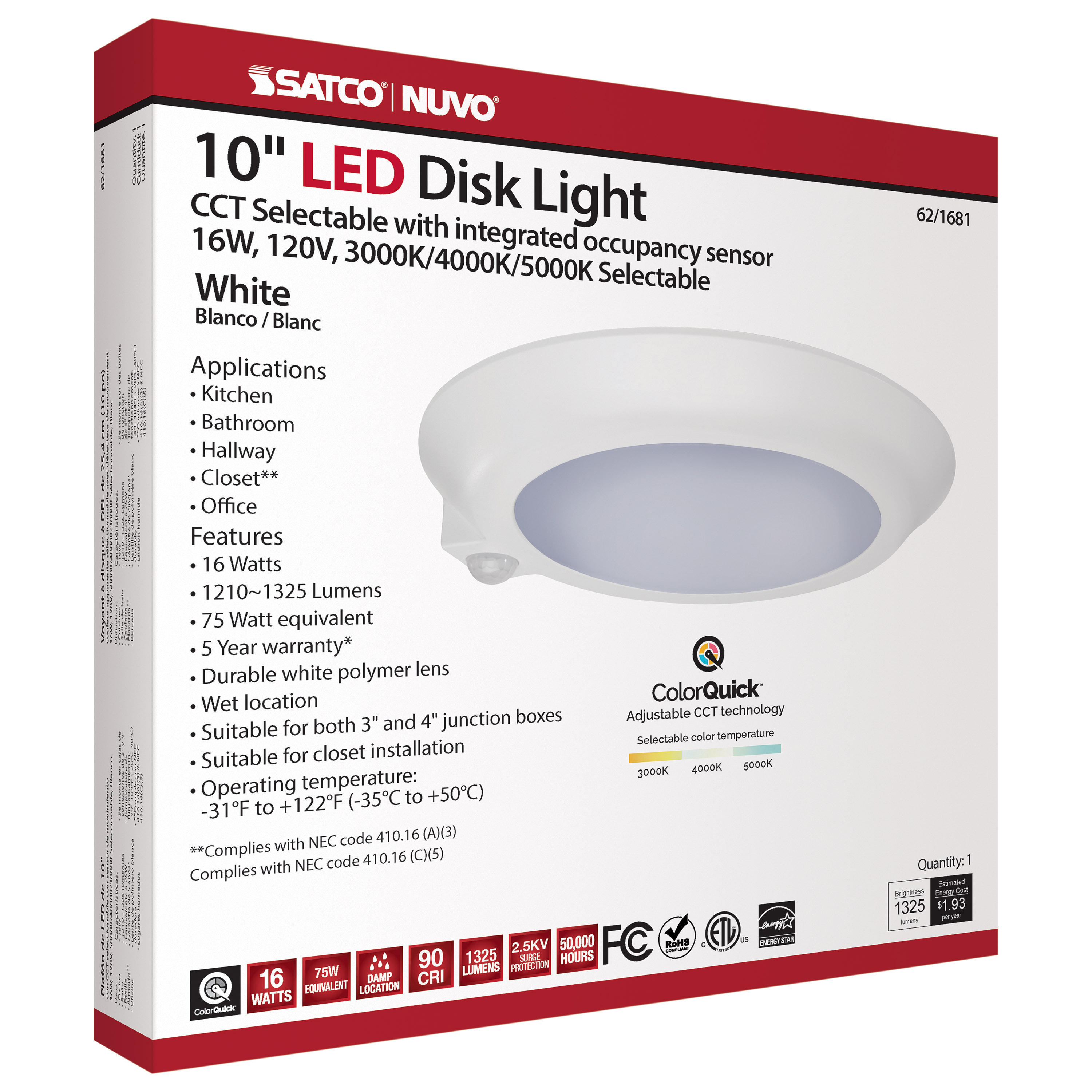 10" LED DISK LIGHT W/ OCC - 62-1681
