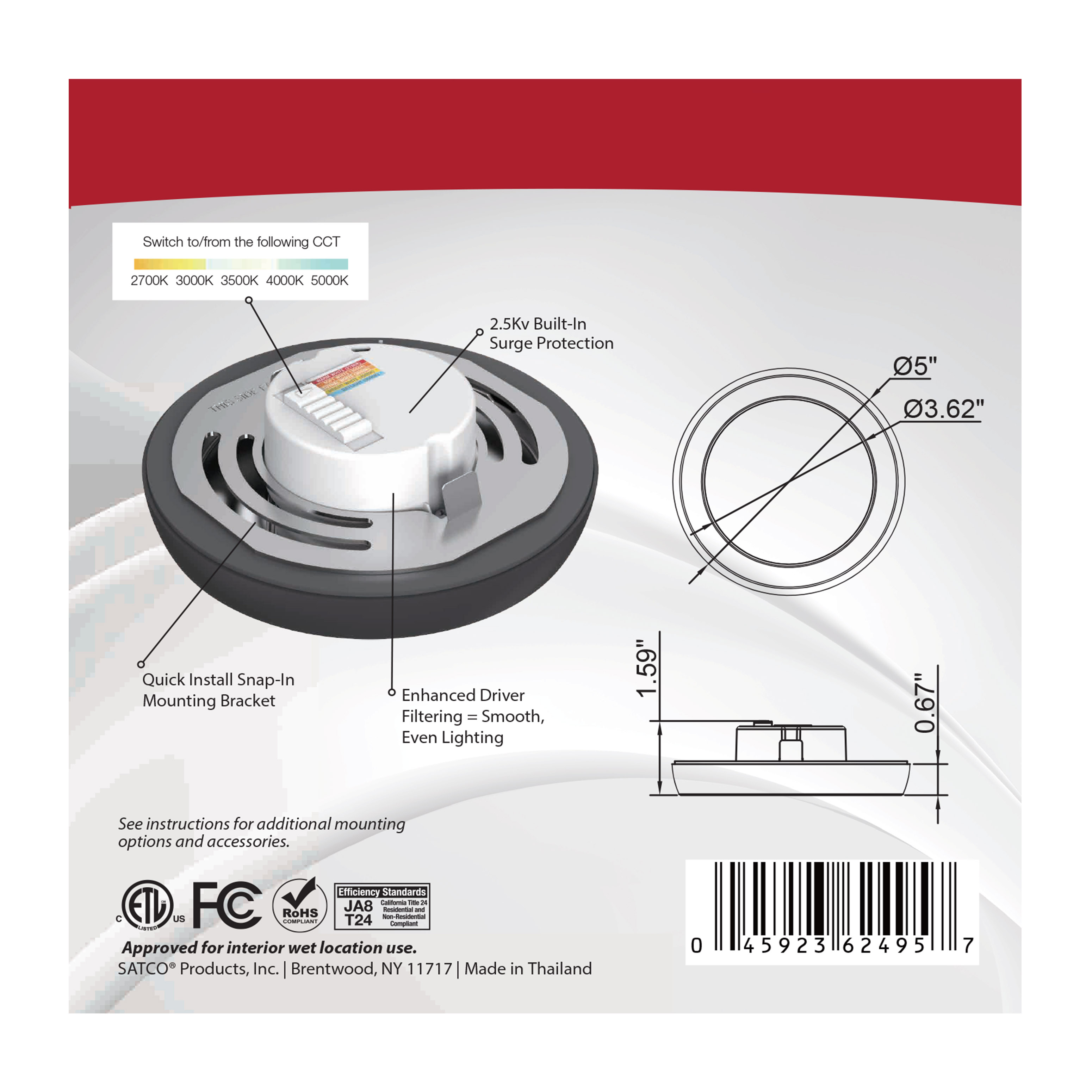 BLINK 9W LED 5" RND BLACK - 62-1701