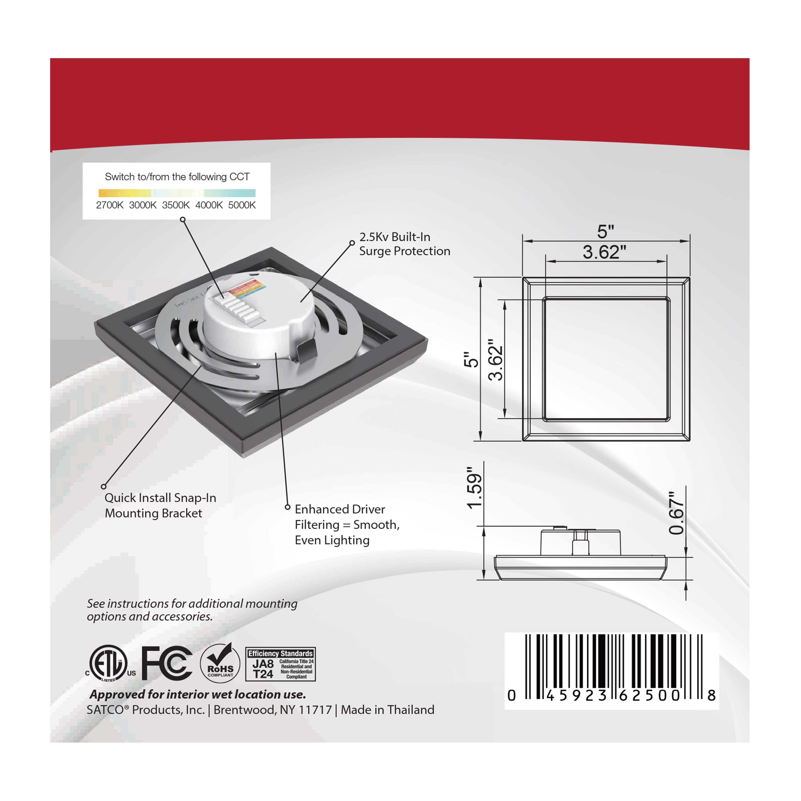 BLINK 9W LED 5" SQ BRONZE - 62-1706