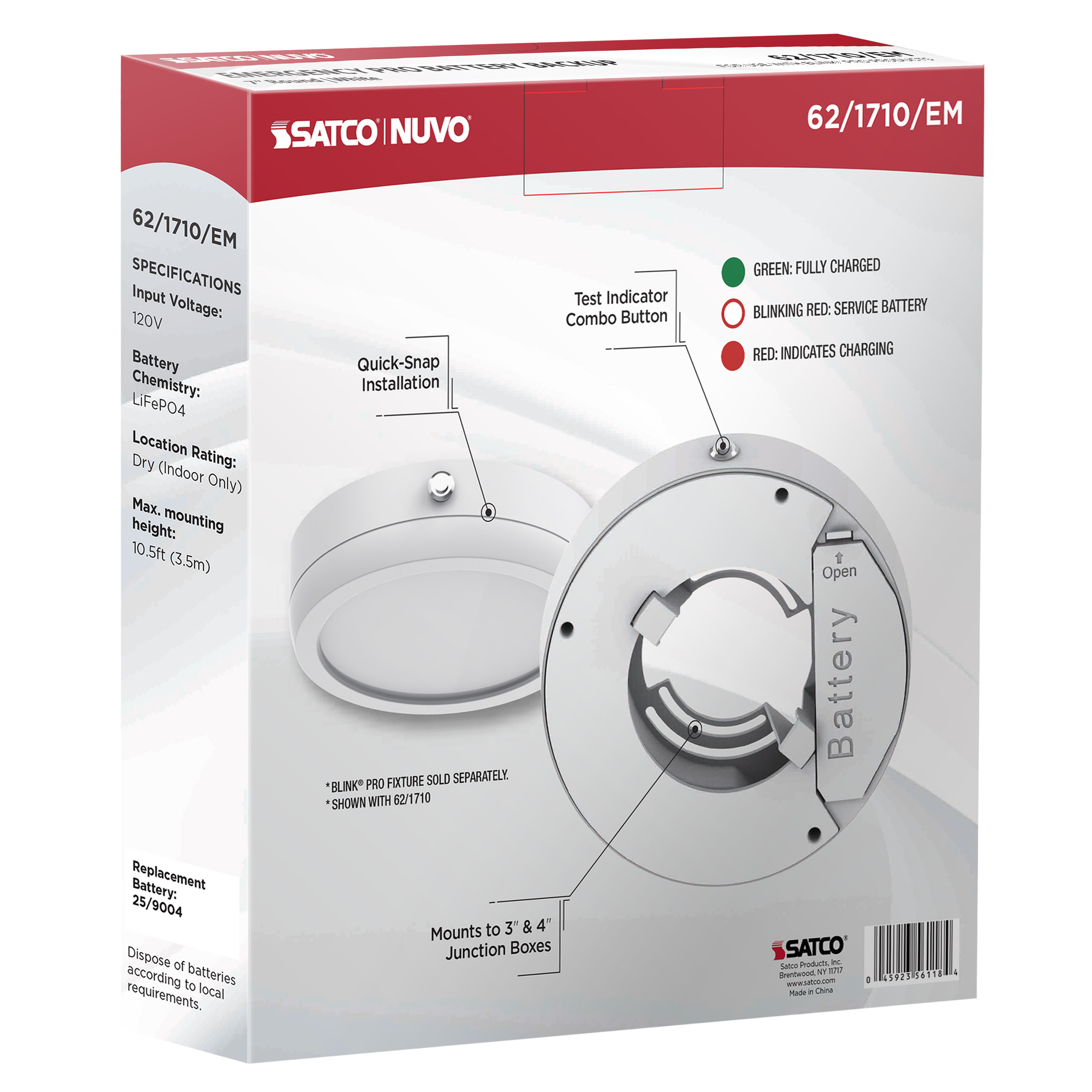 7" RD BLINK PRO EM BATT BACKUP - 62-1710-EM