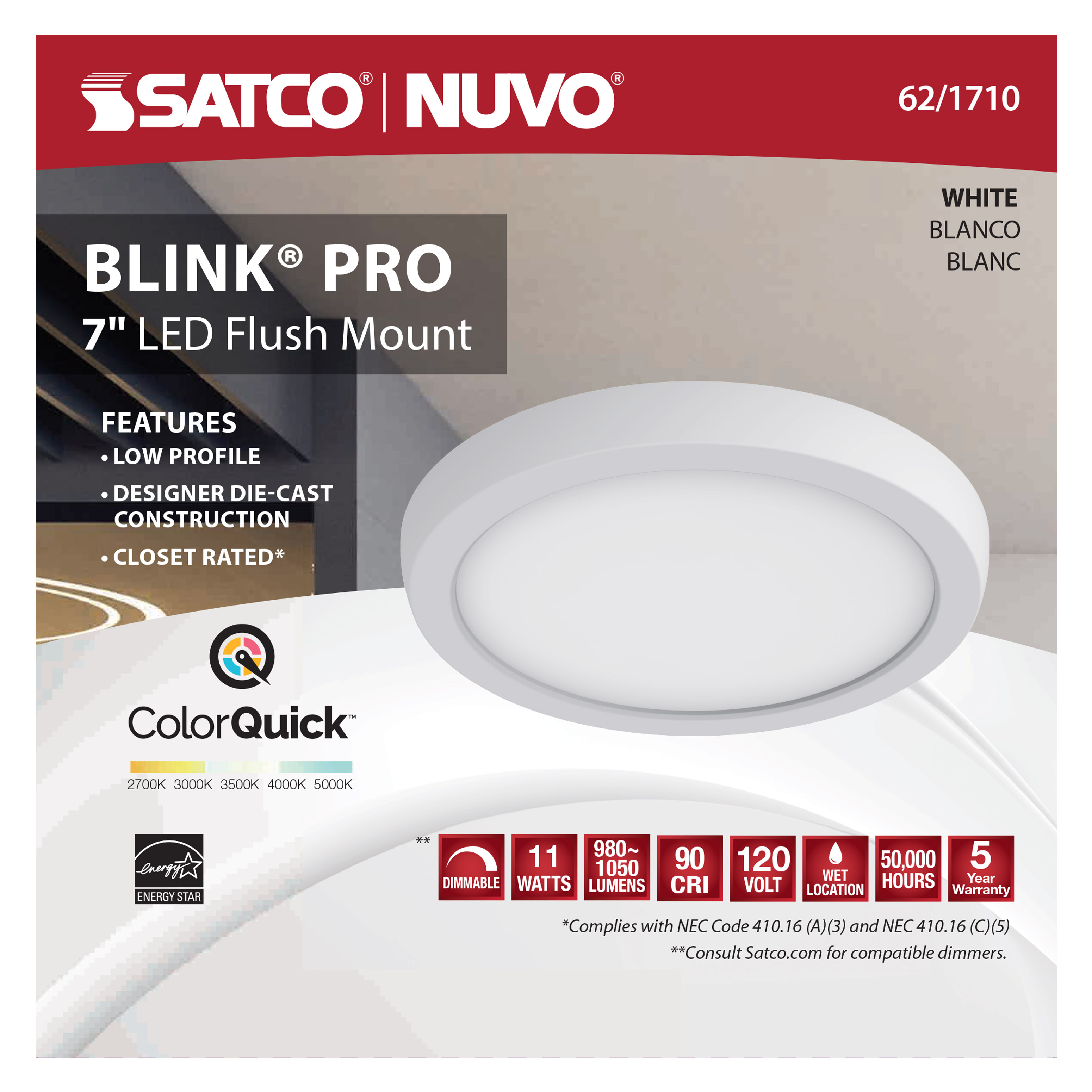 BLINK 11W LED 7" RND WHITE - 62-1710