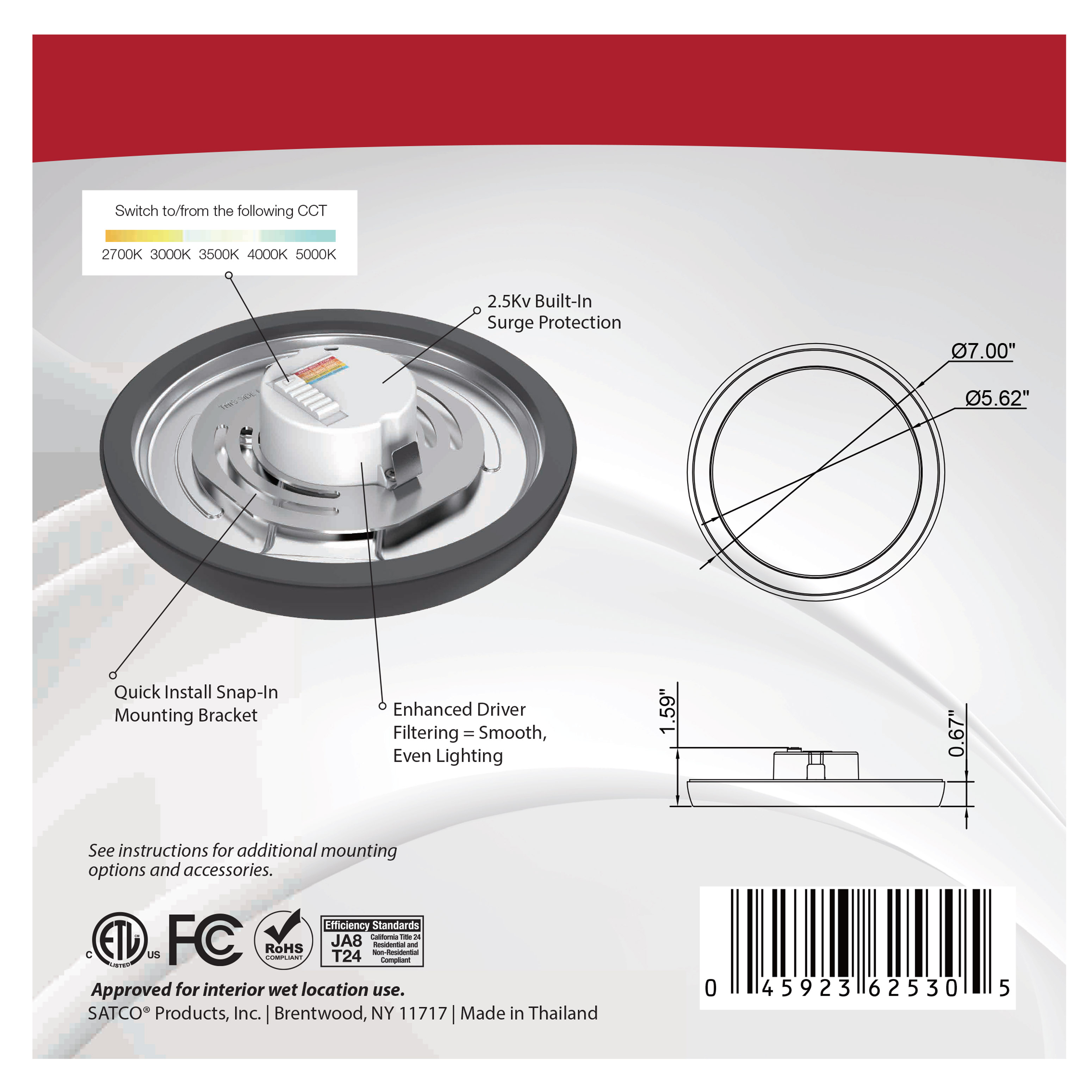 BLINK 11W LED 7" RND BLACK - 62-1711