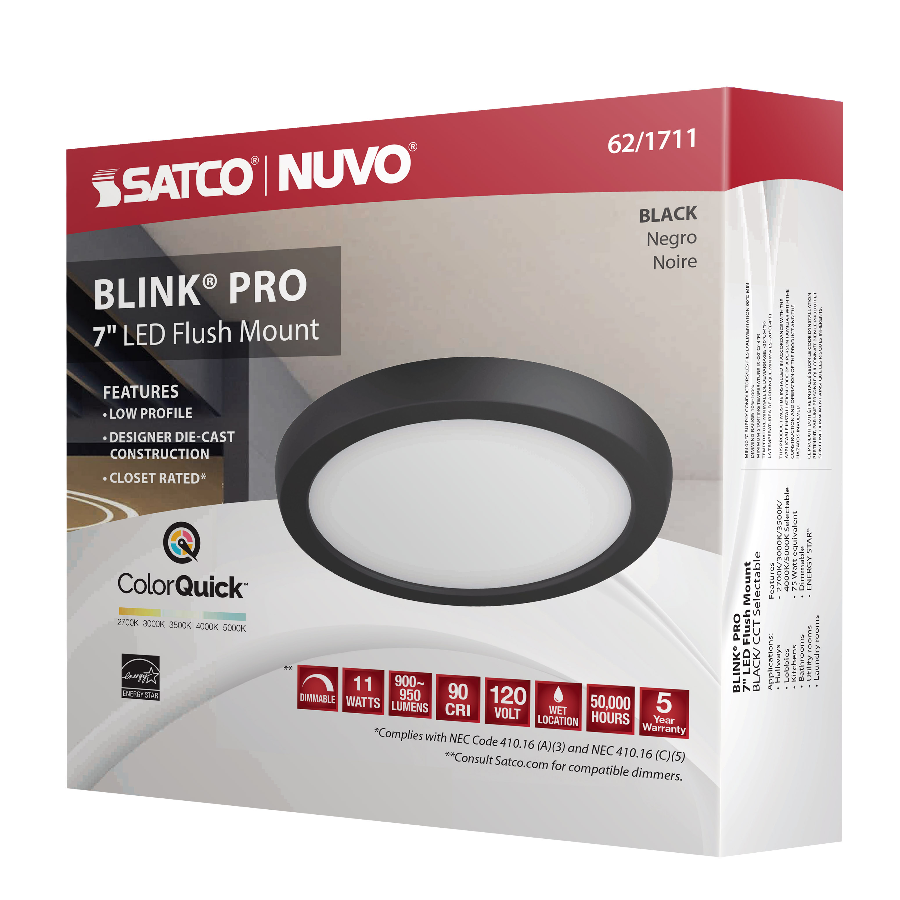 BLINK 11W LED 7" RND BLACK - 62-1711