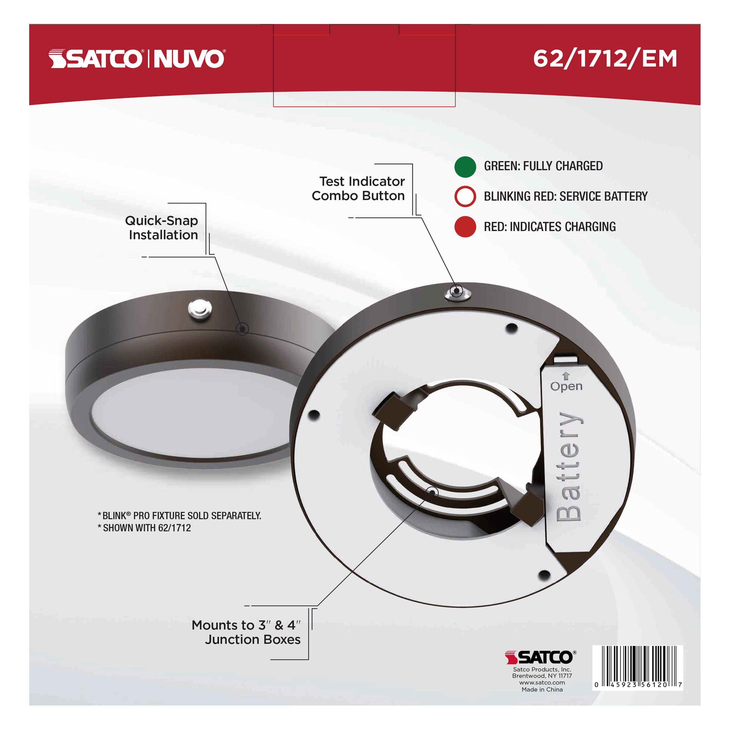 7" RD BLINK PRO EM BATT BACKUP - 62-1712-EM